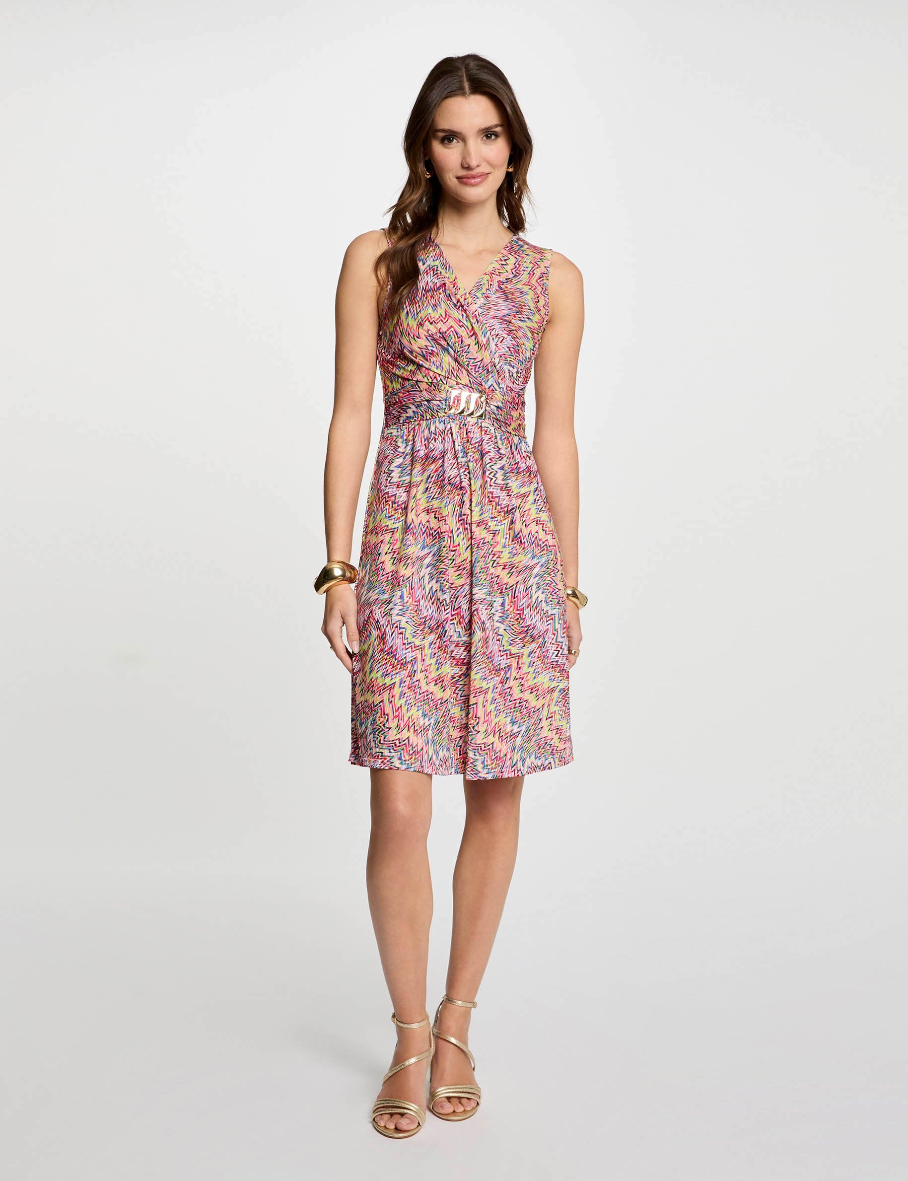 Printed mini straight dress multicolor women