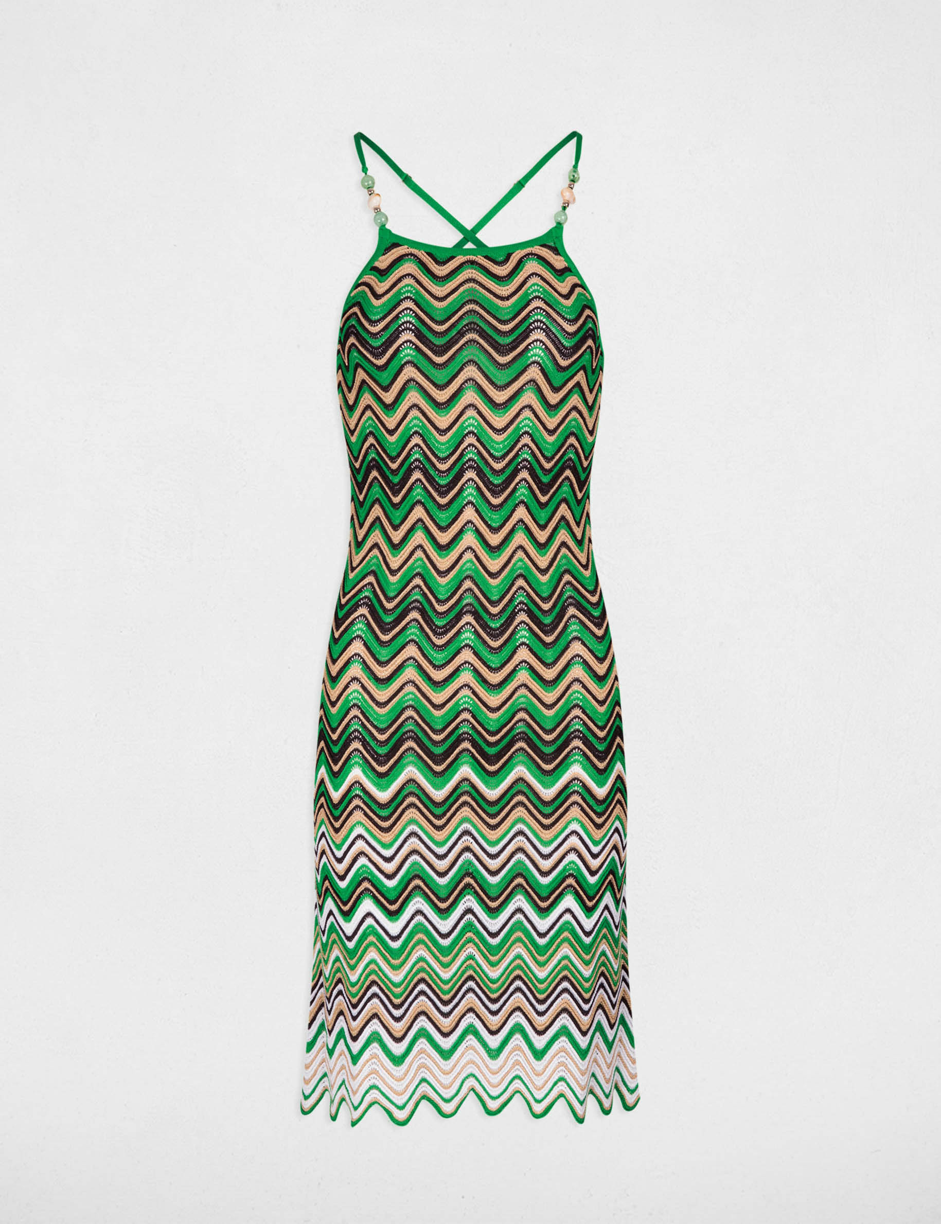 robe tricot droite avec bijoux vert femme Robe tricot droite avec bijoux vert femme