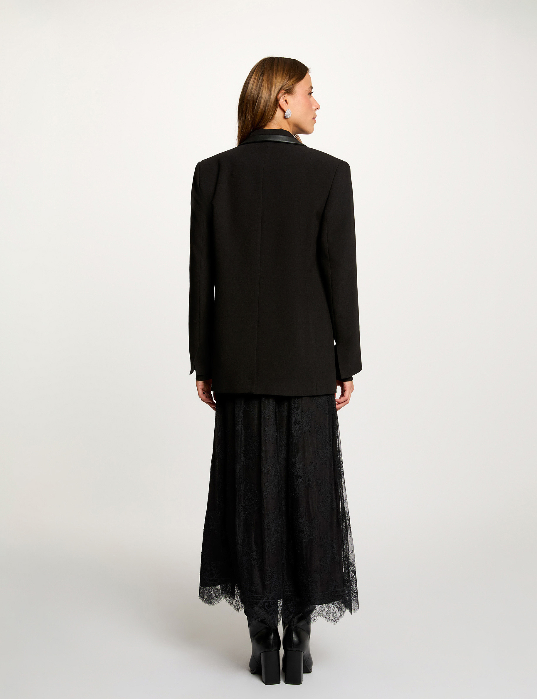 Tailored collar blazer black women