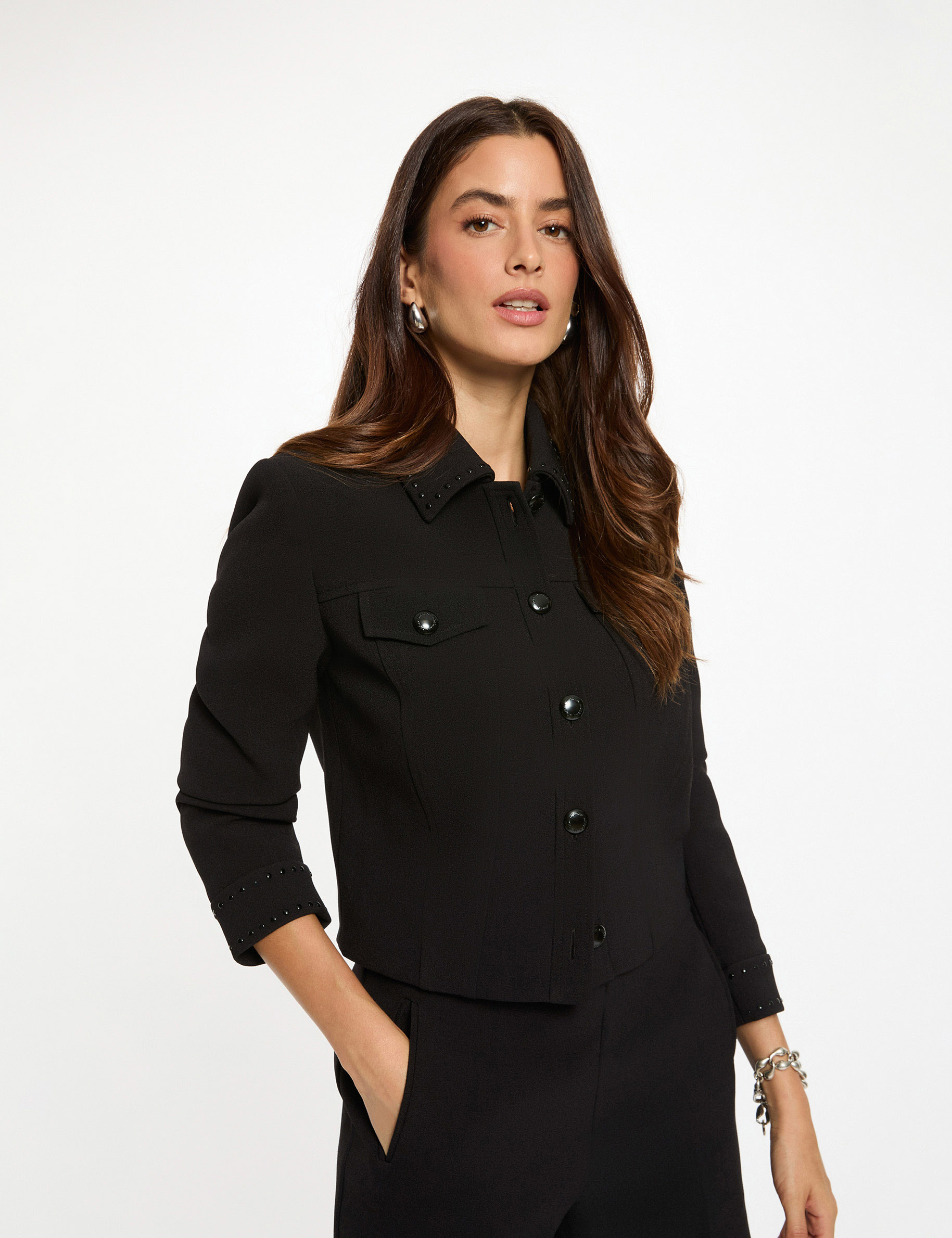 studded cropped jacket black women Studded cropped jacket black women