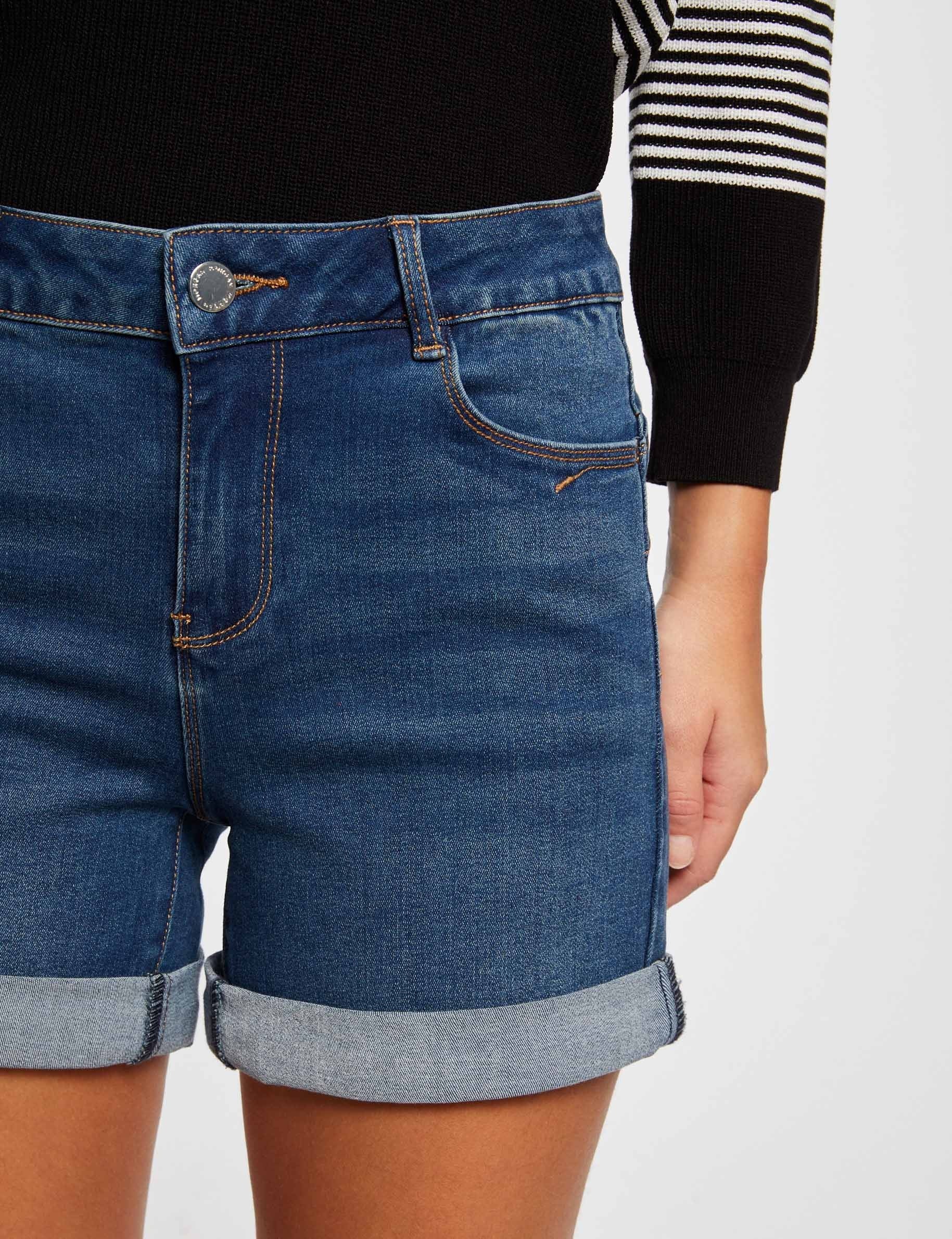Straight denim shorts denim stone women