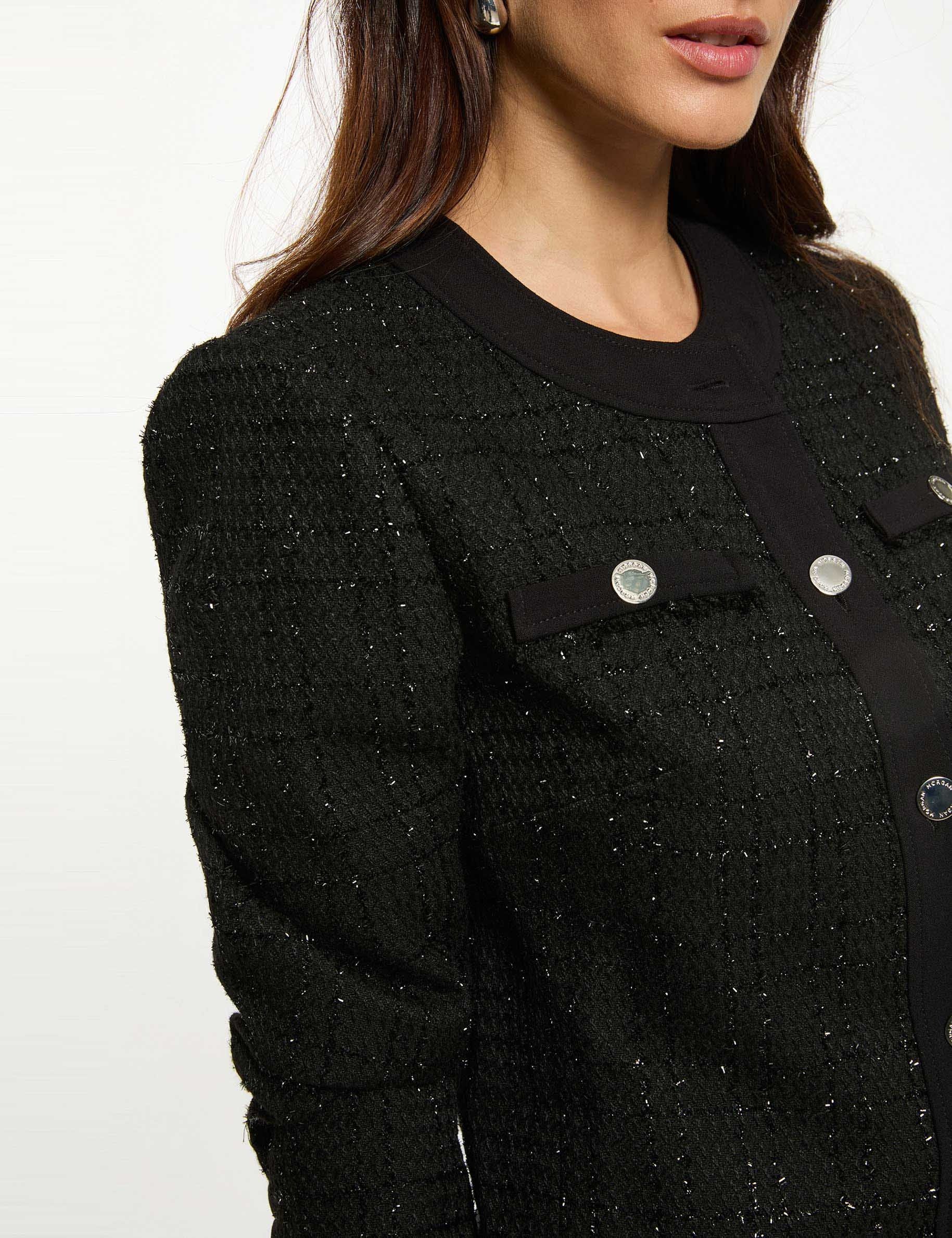 Fitted cropped jacket black women