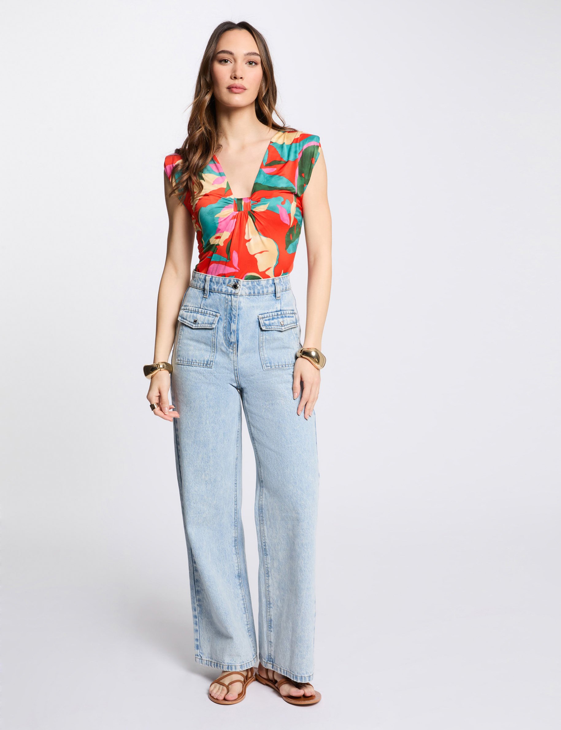 Sleeveless vest top multicolor women