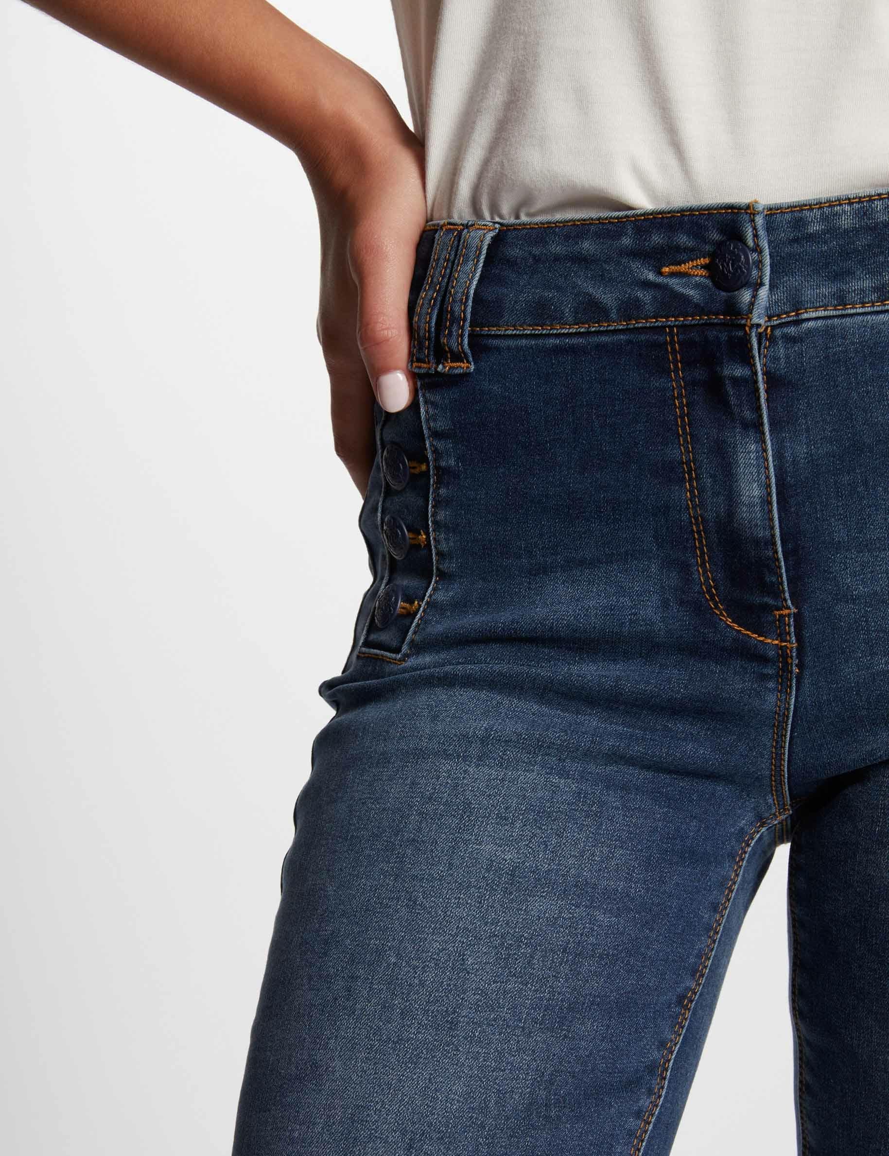 flare jeans with buttons stone wash denim women Flare jeans with buttons stone wash denim women