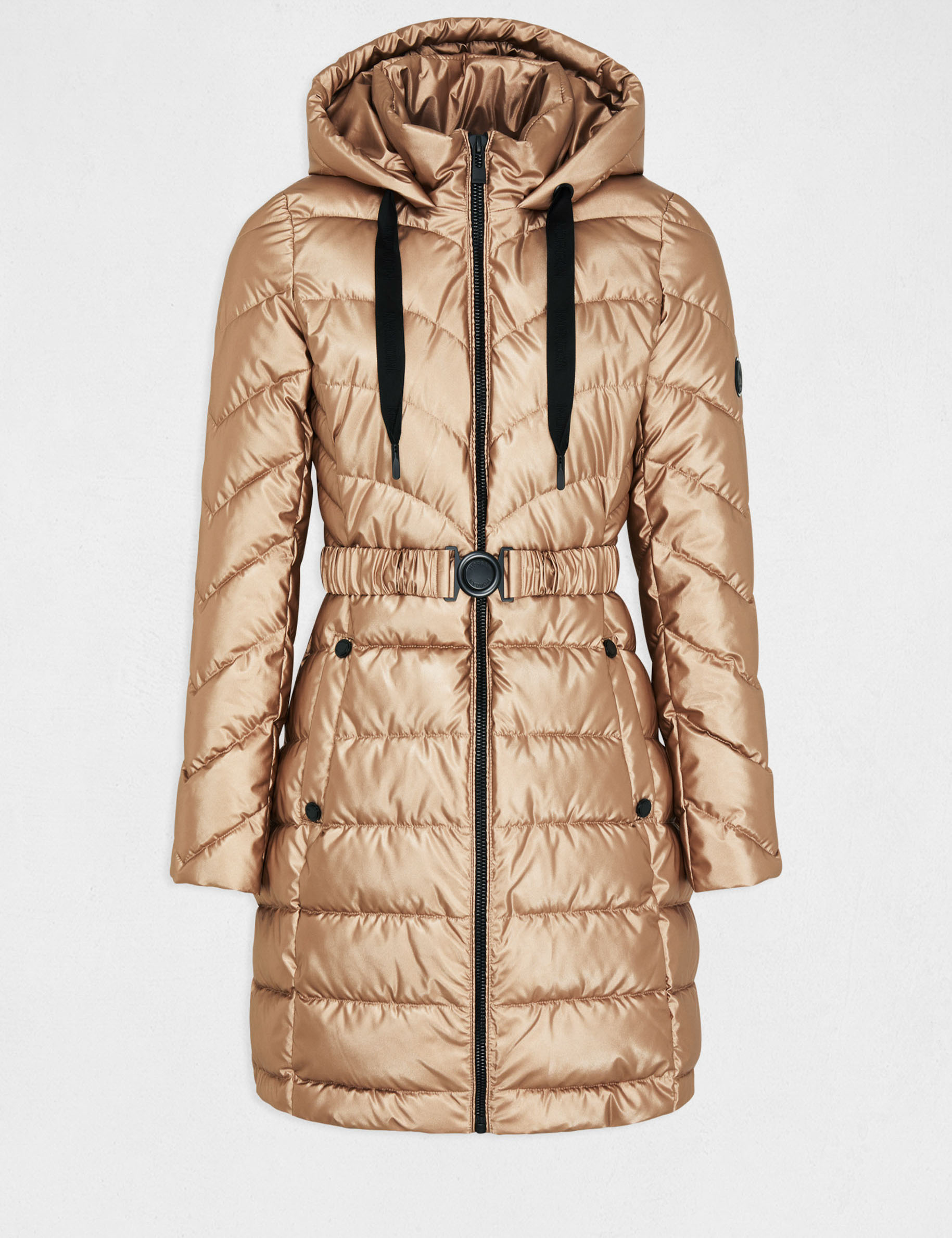 Metallised waisted padded jacket pale pink ladies'