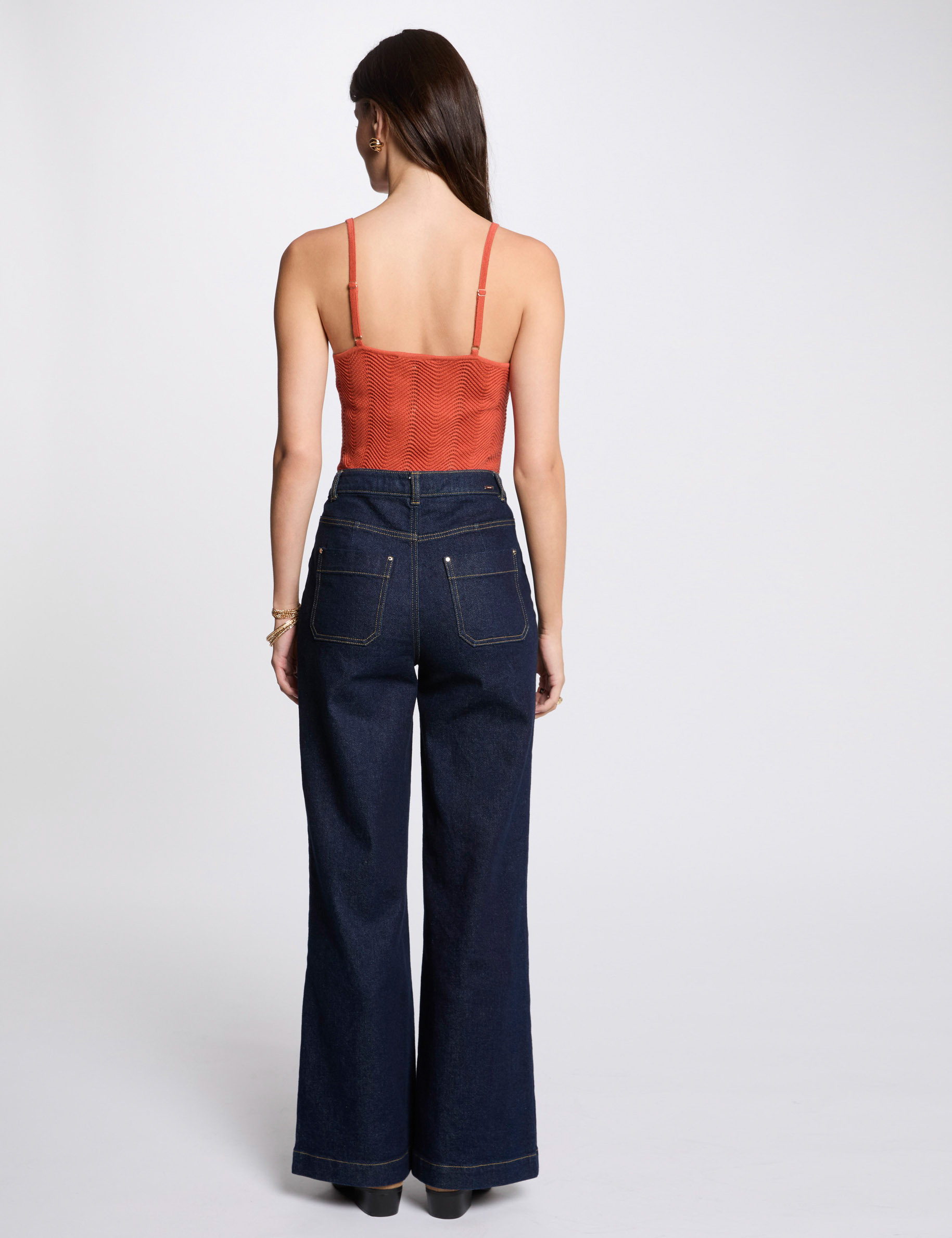 knitted top thin straps dark orange women Knitted top thin straps dark orange women
