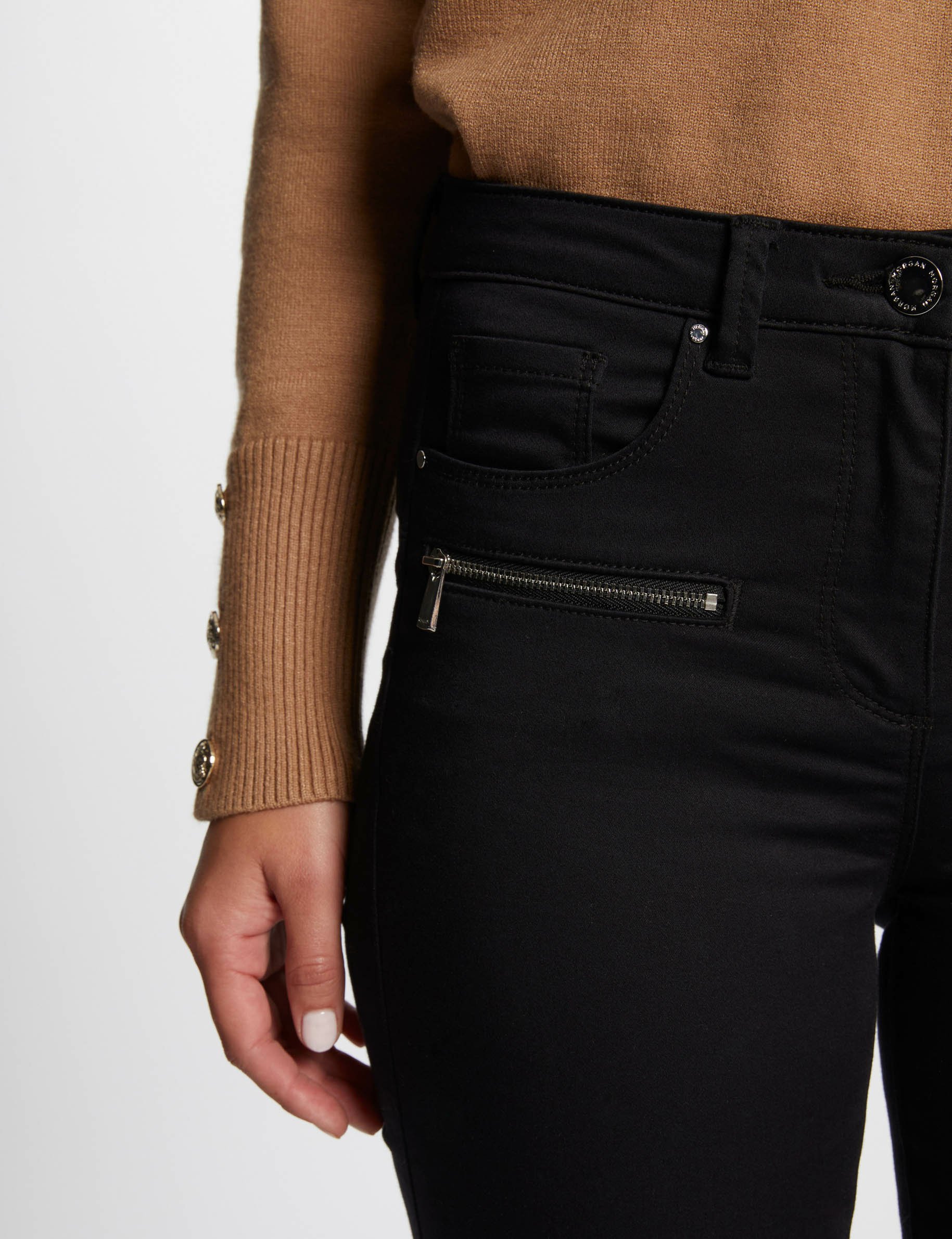 slim jeans zipped details black women Slim jeans zipped details black women