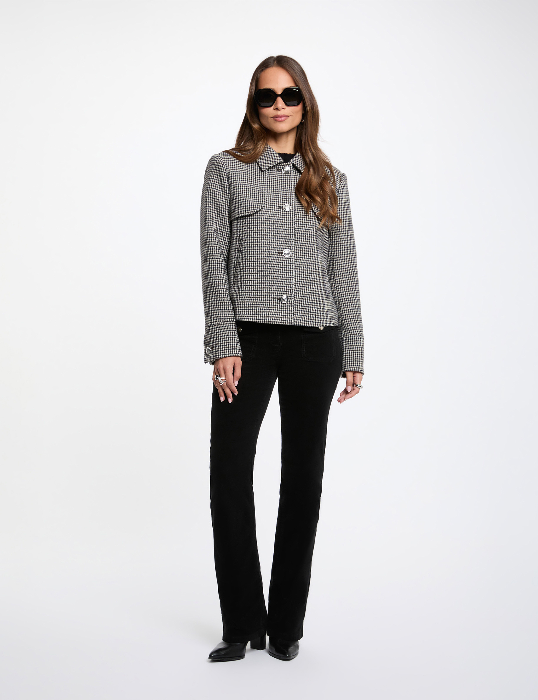 Short jacket with tailored collar multicolor women