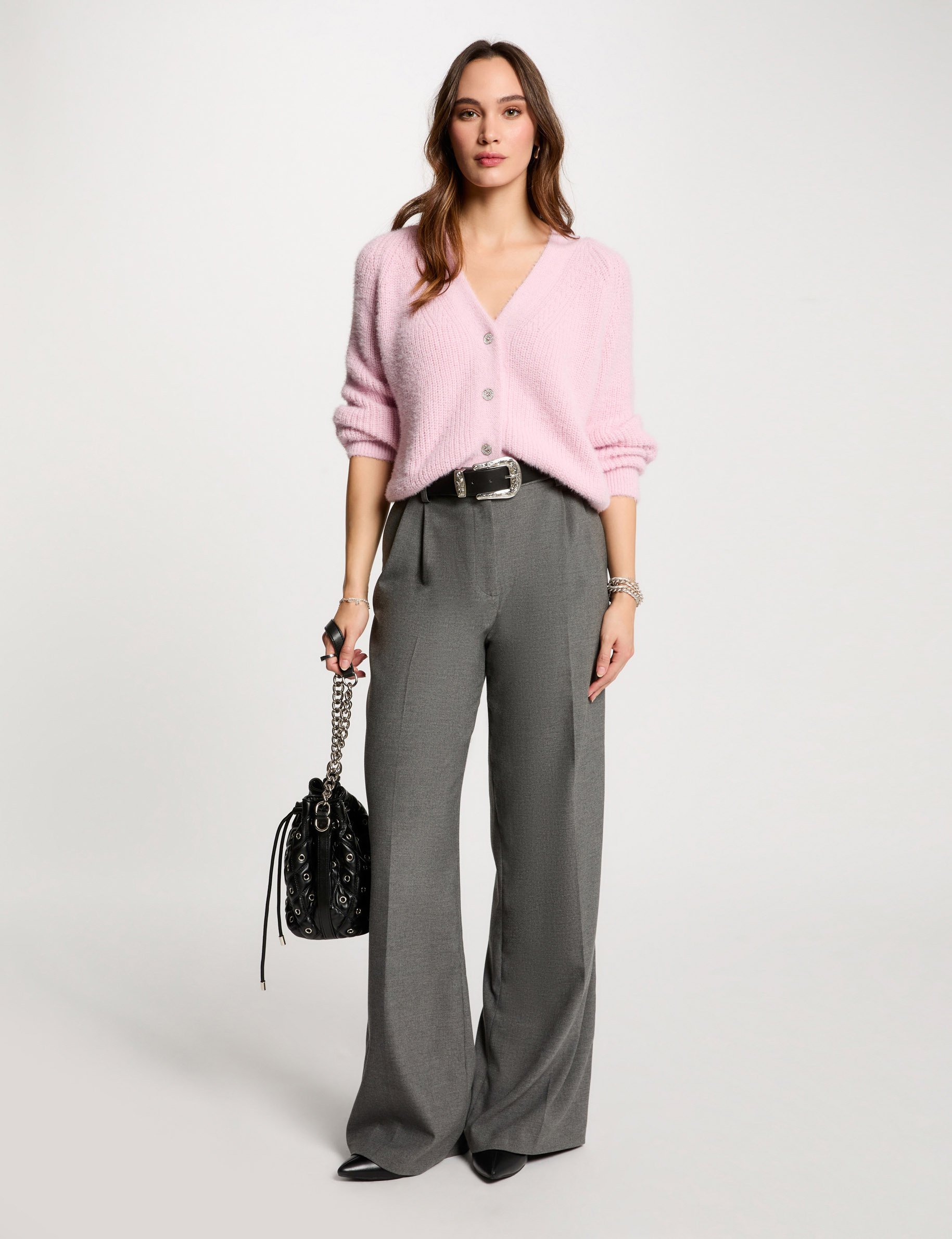 long sleeved cardigan pastel pink women Long-sleeved cardigan pastel pink women
