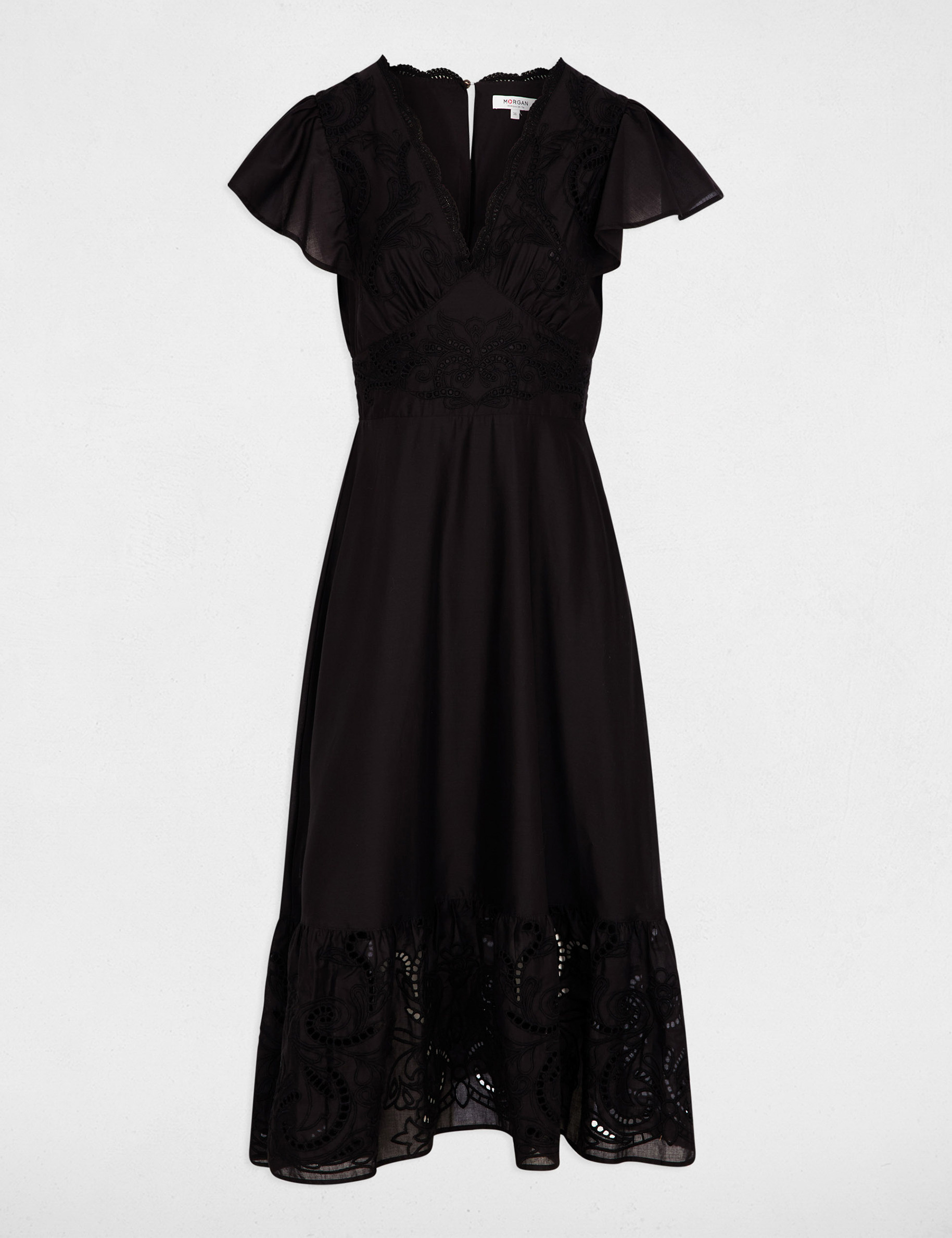 Long dress with embroidery black women