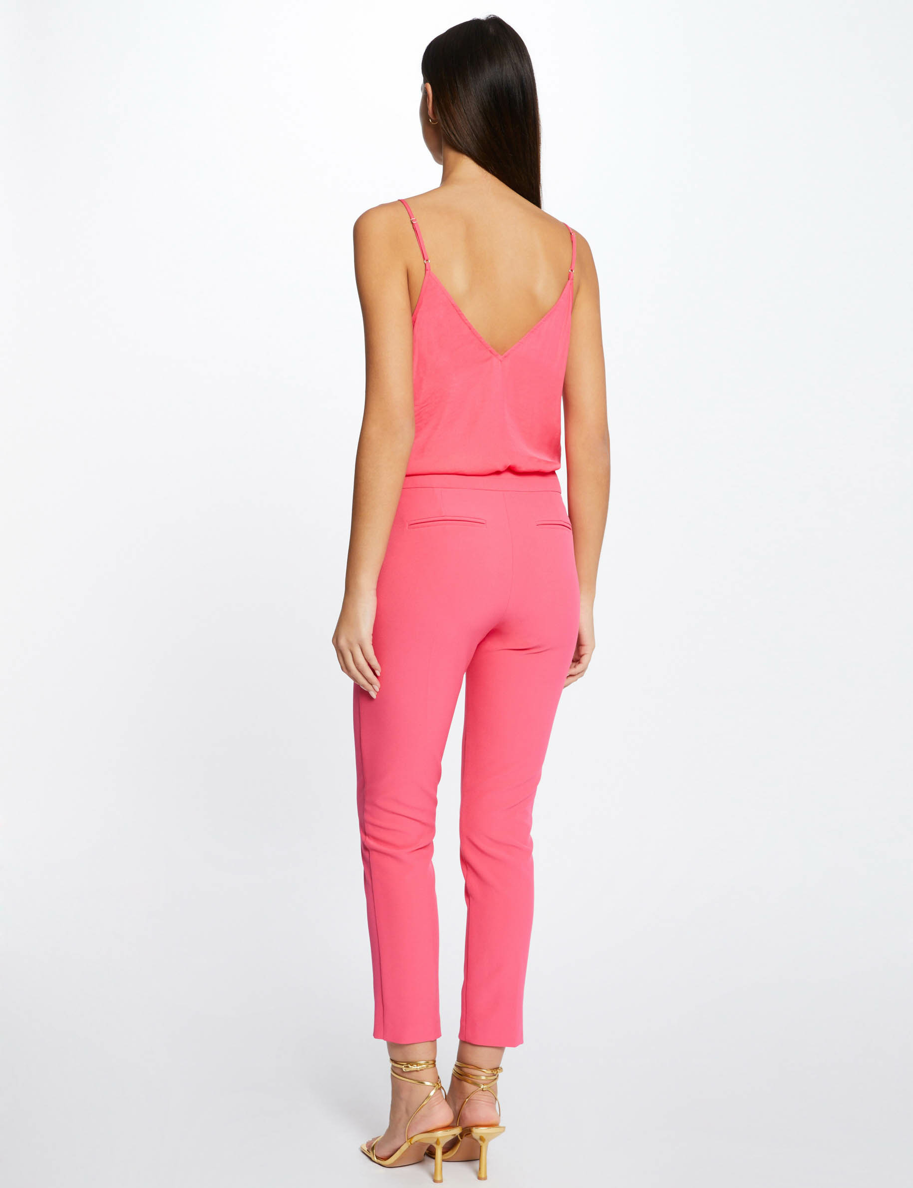 Blouse with thin straps and lace pink ladies' Blouse with thin straps and lace pink ladies'