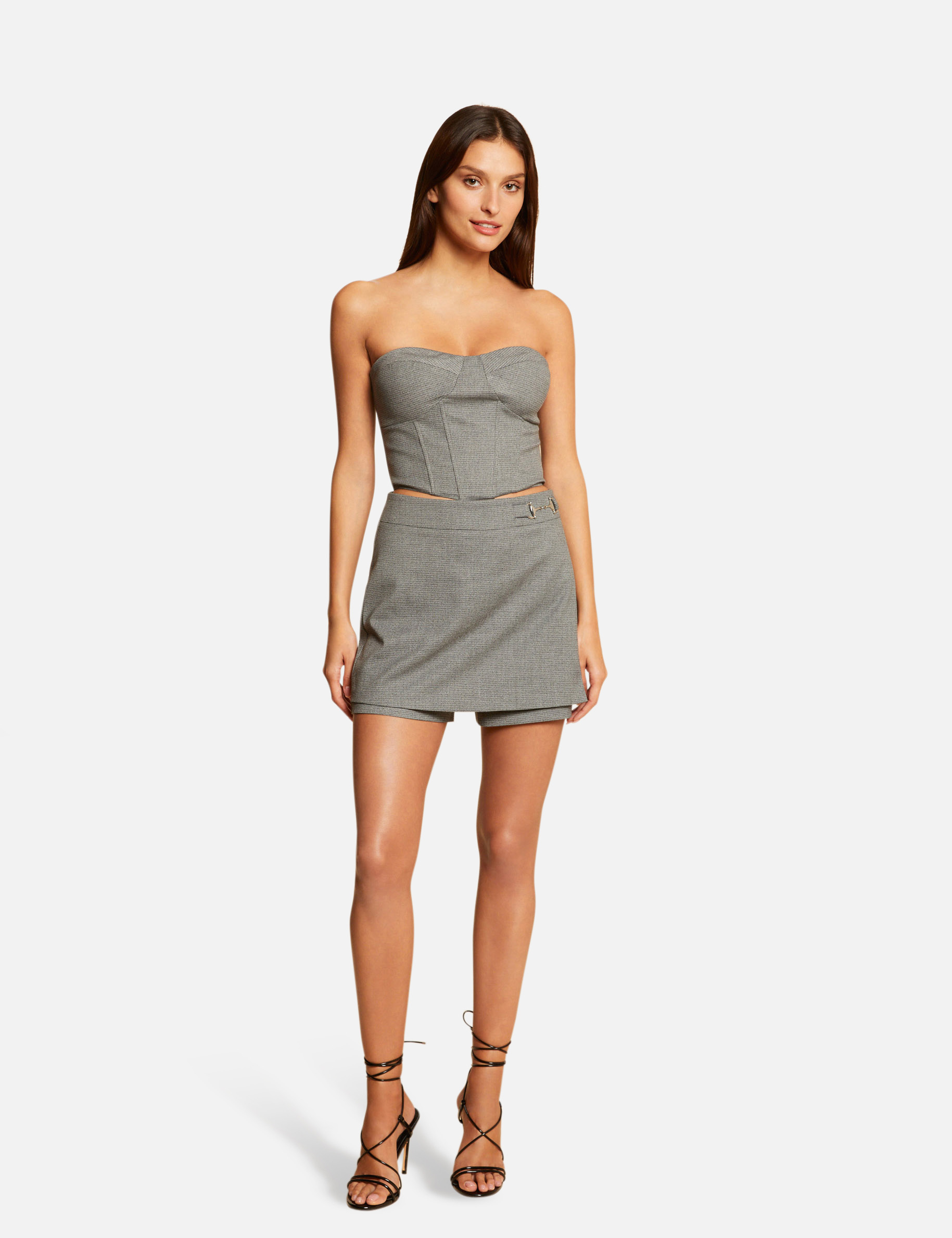 Cropped sleveless bustier mid-grey ladies'