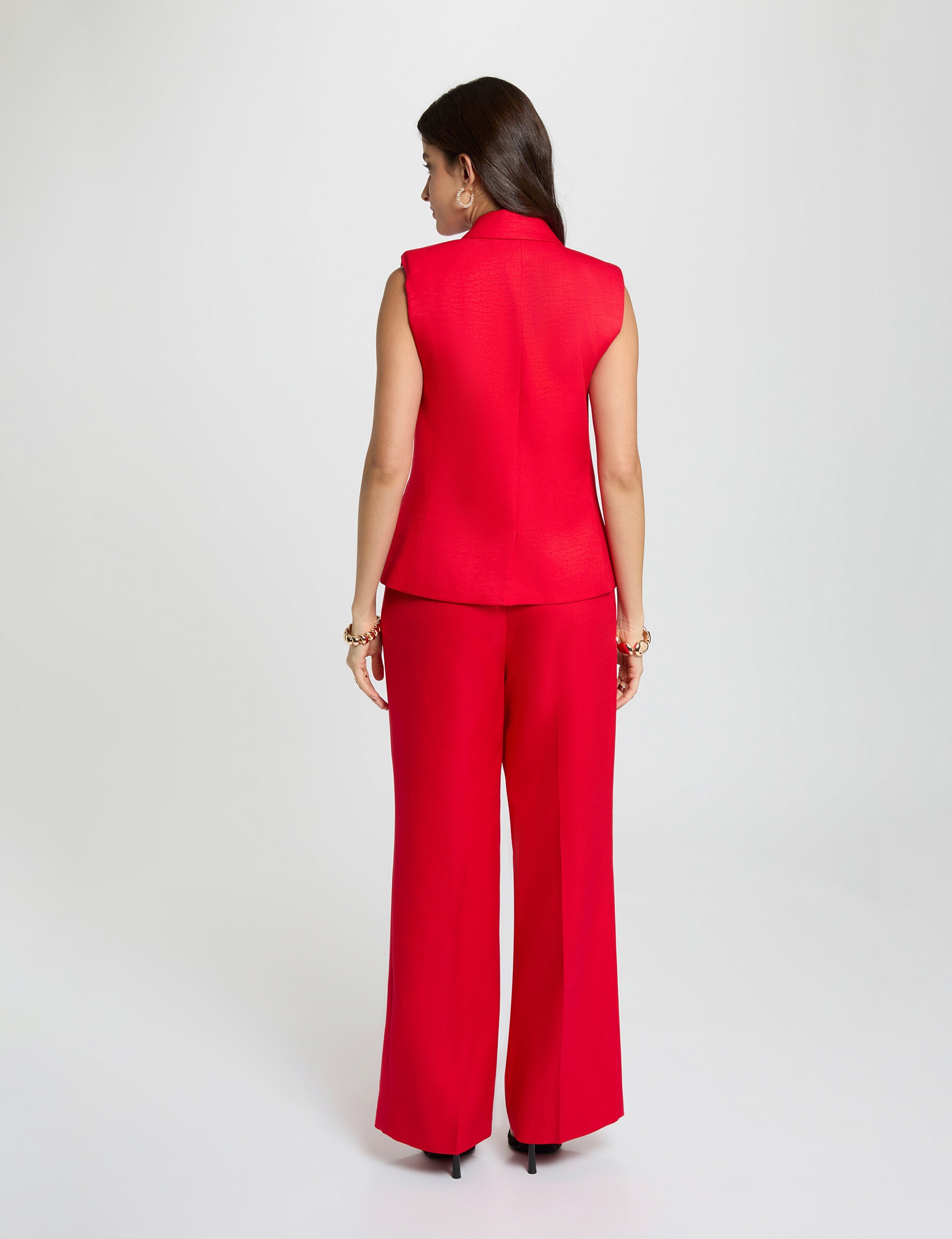 High-waisted wide trousers red women