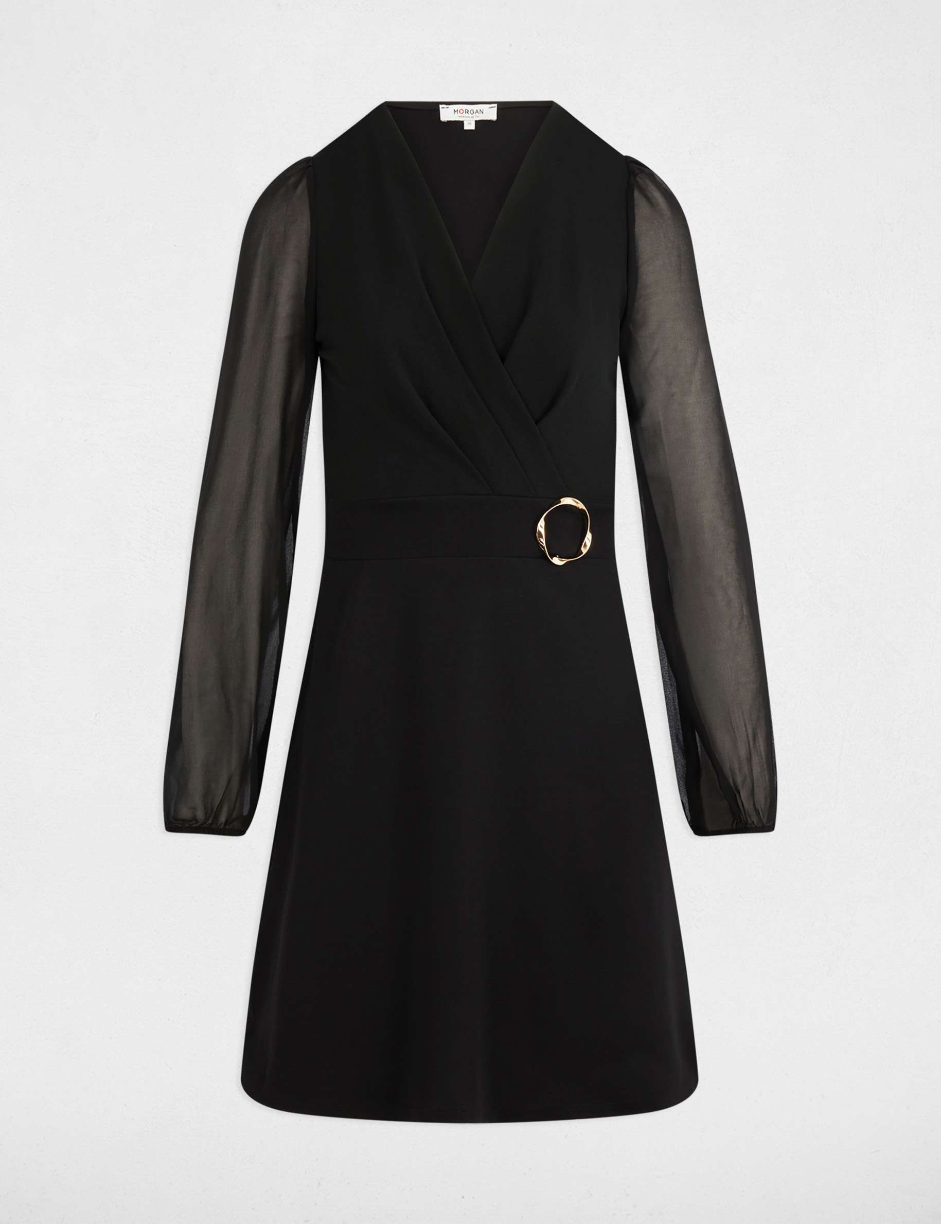 Robe courte voile noir femme