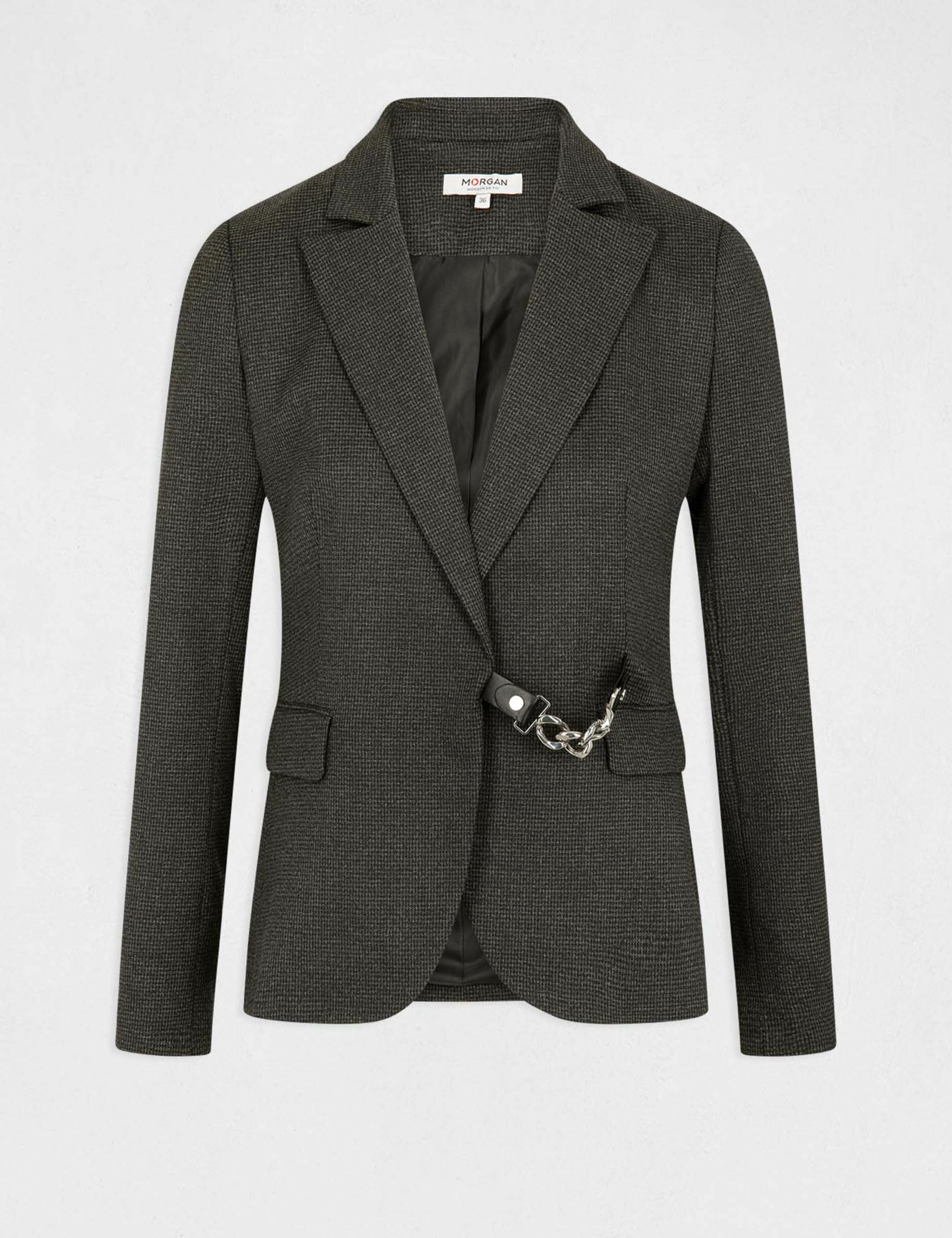 Straight city jacket with chain detail anthracite grey ladies'