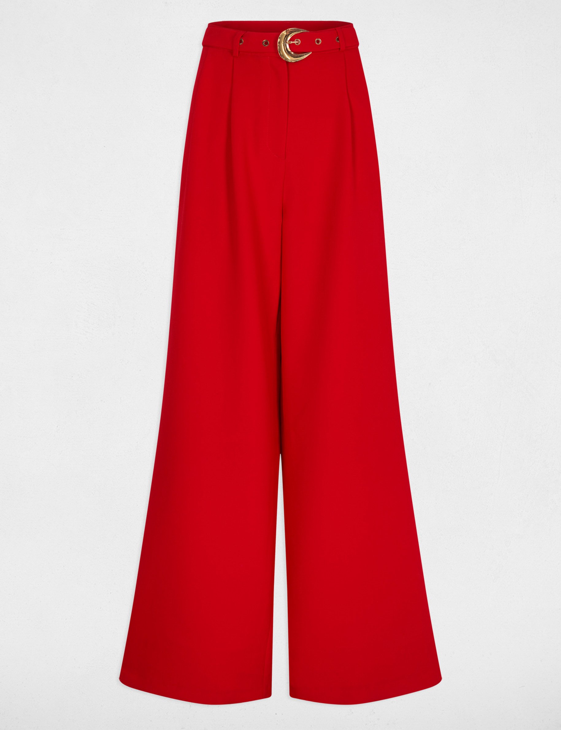 High-waisted wide trousers red women