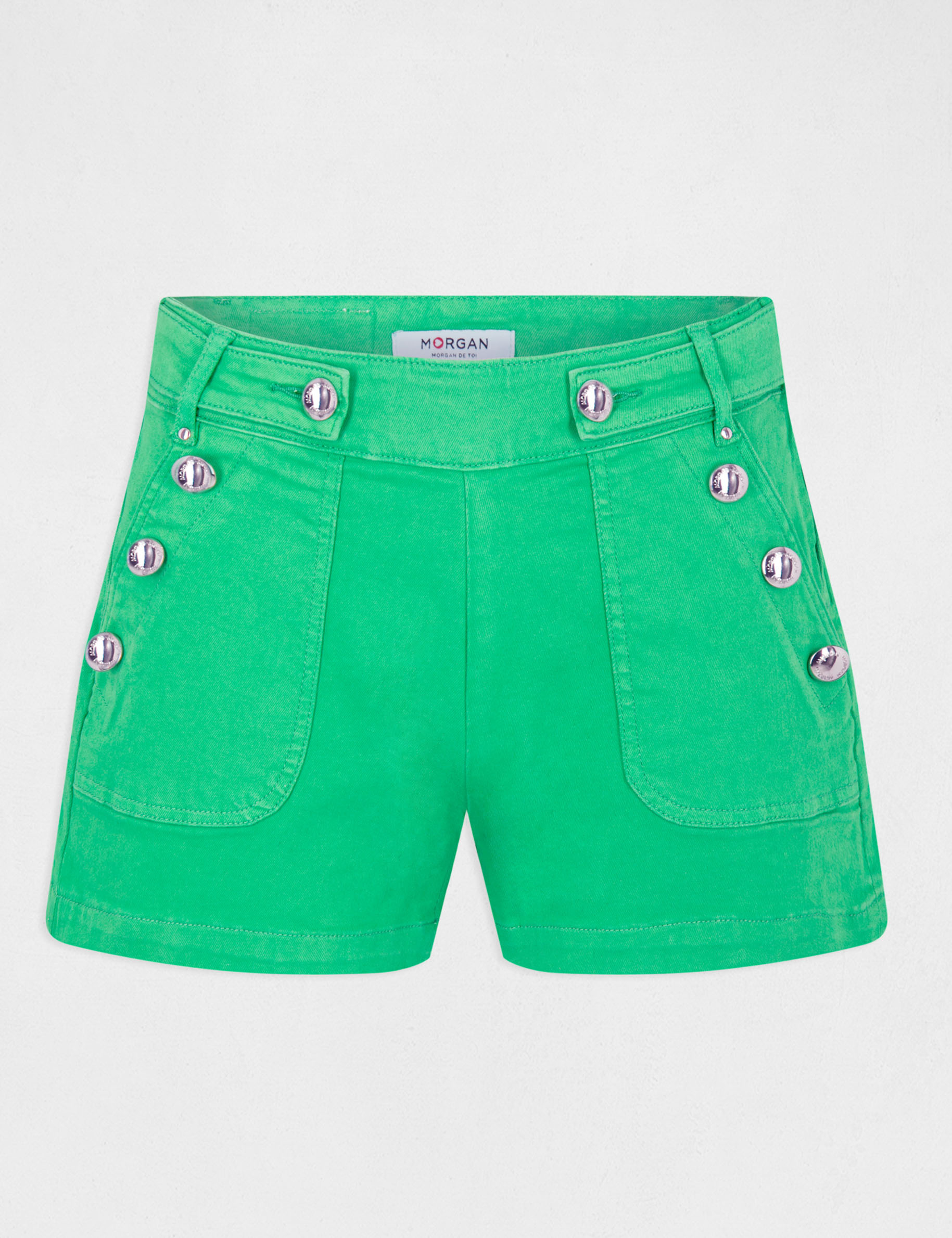 Fitted short with buttons green ladies' Fitted short with buttons green ladies'