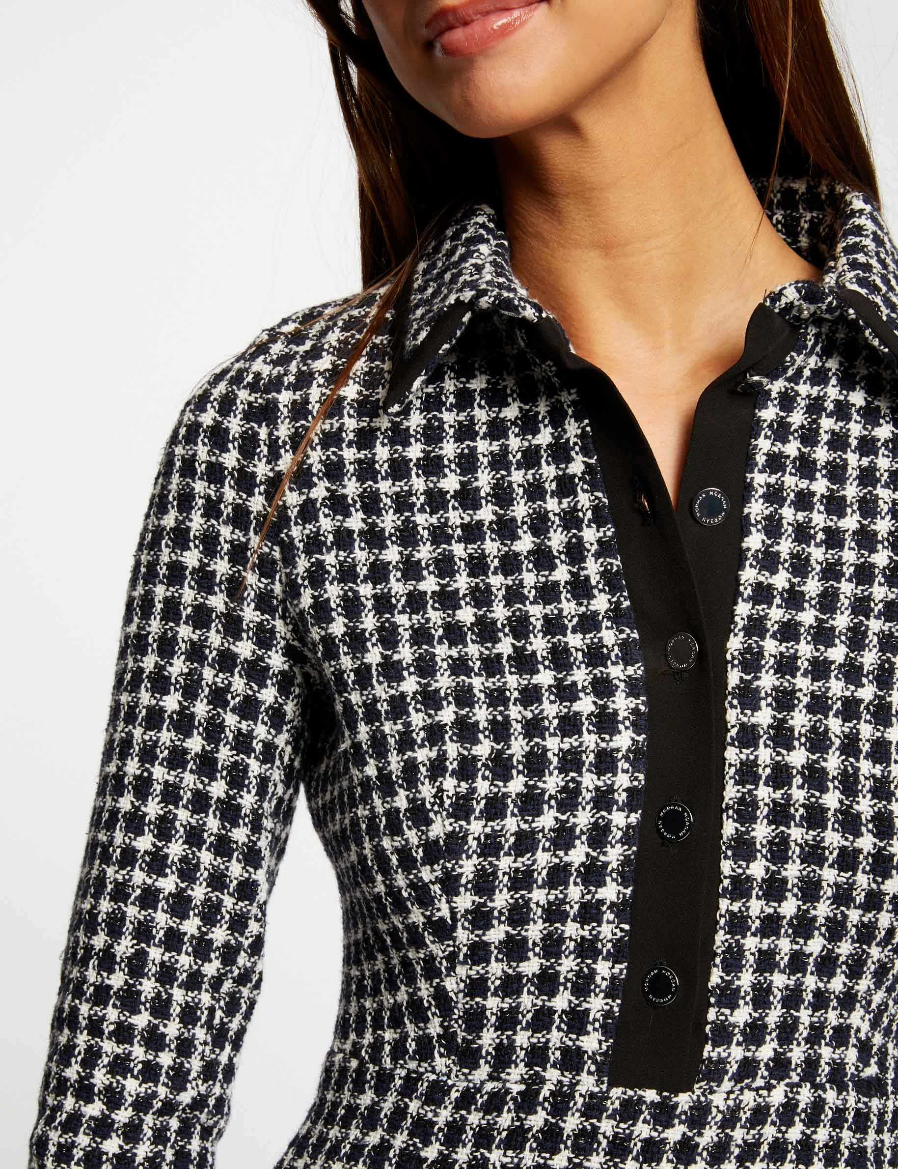 3/4-length sleeved buttoned dress navy ladies' 3/4-length sleeved buttoned dress navy ladies'