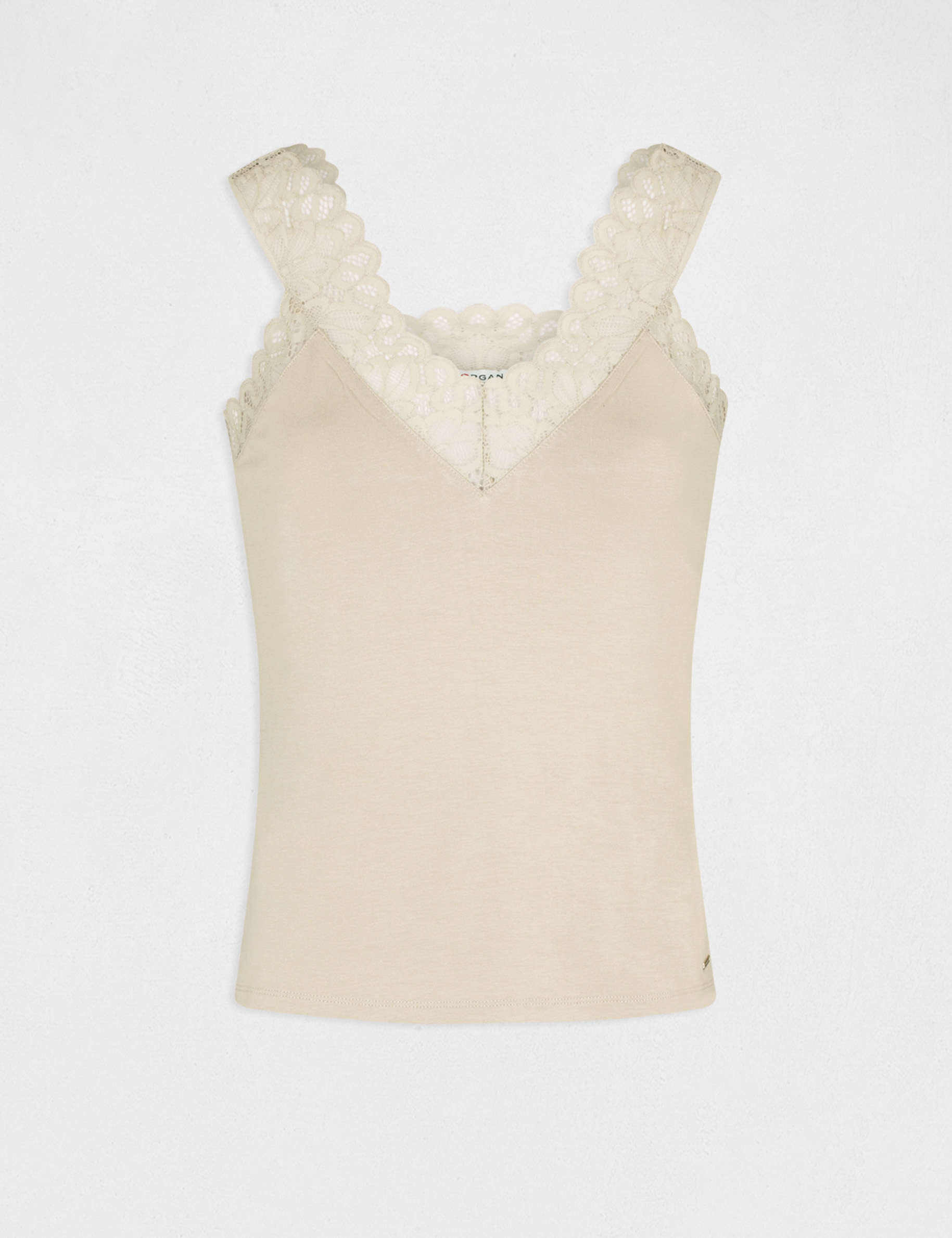Vest top wide straps with lace putty ladies'