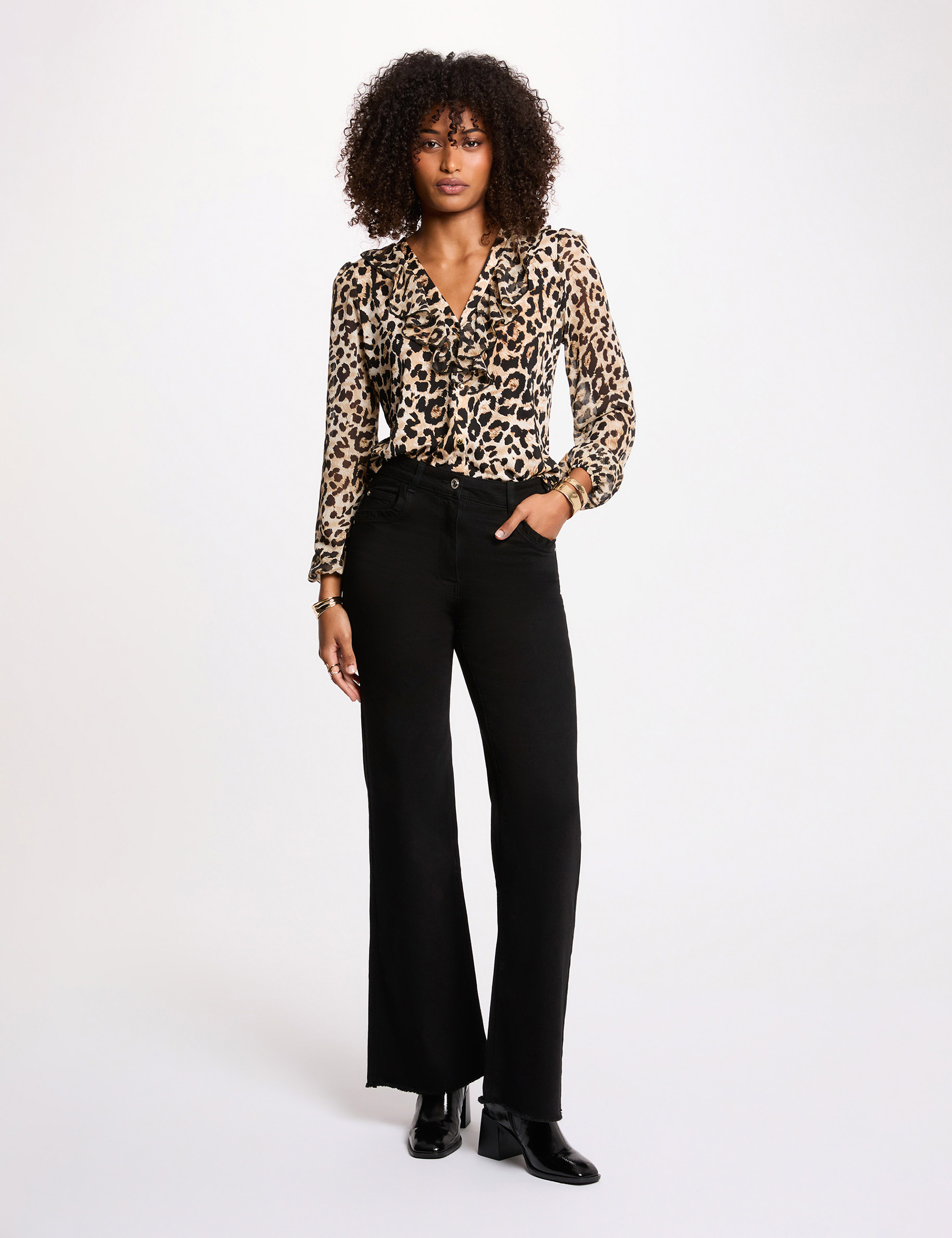 V-neck voile t-shirt multicolor women