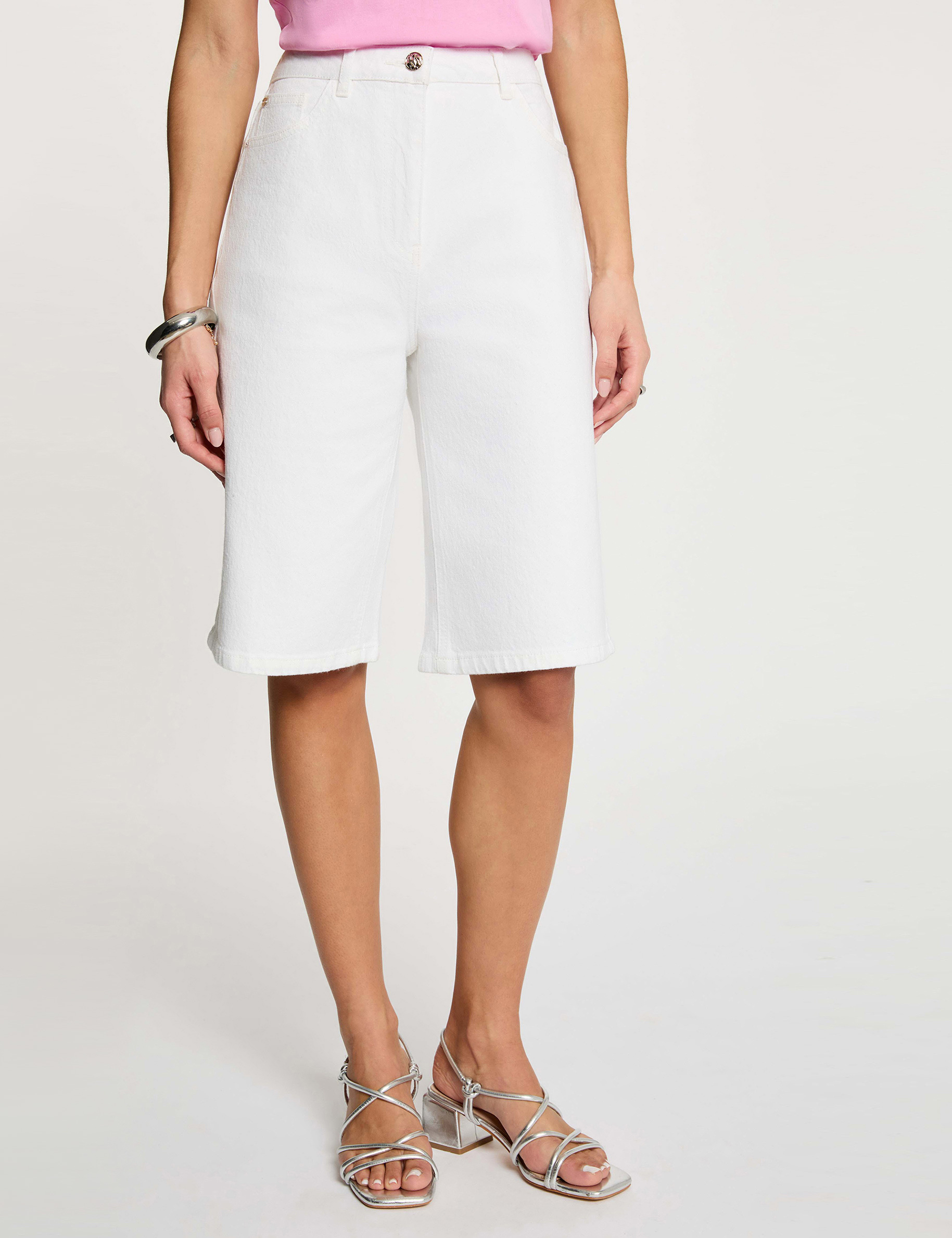 High-waisted wide shorts white women