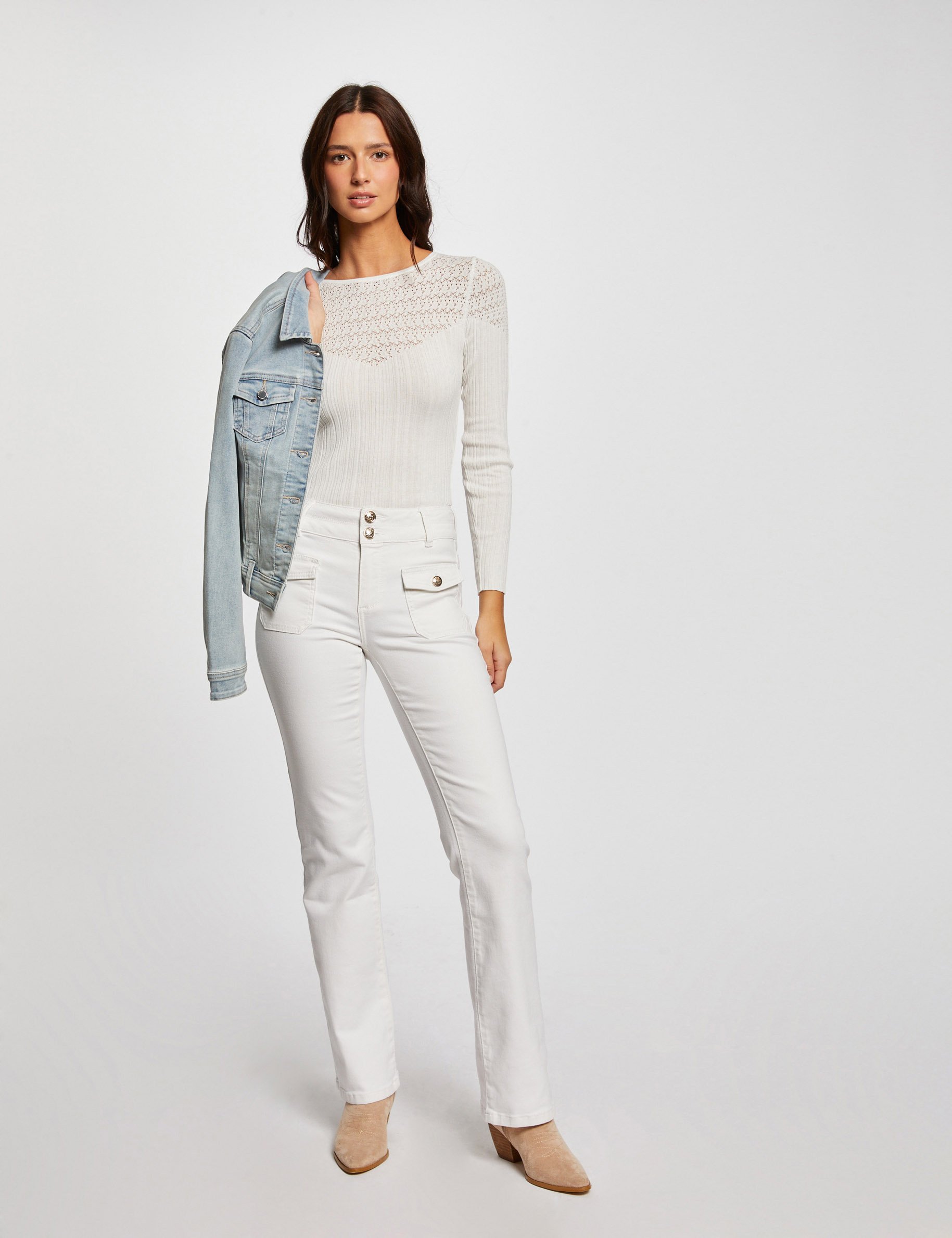 bootcut jeans with flap pockets ivory women Bootcut jeans with flap pockets ivory women