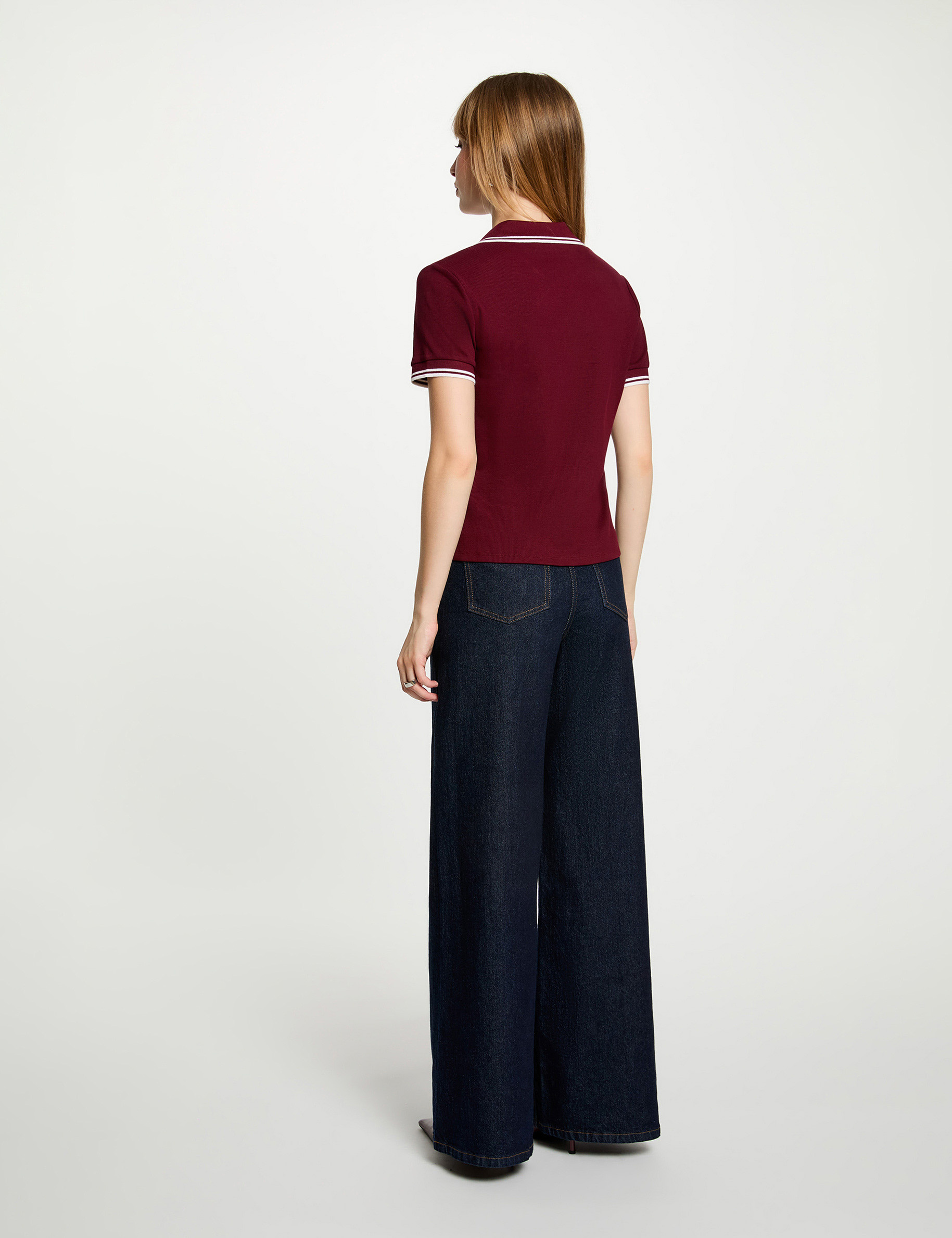 Fitted polo t-shirt bordeaux women