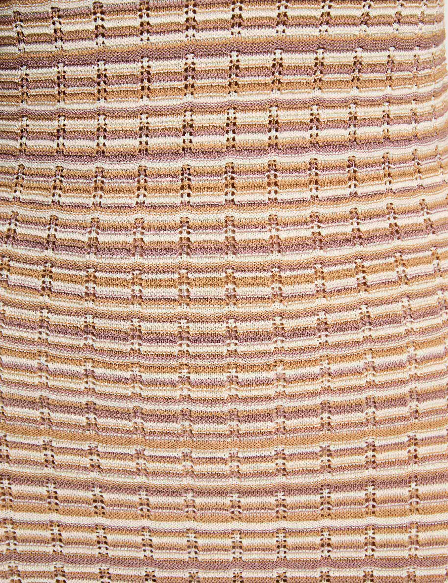 Knitted v-neck dress beige women