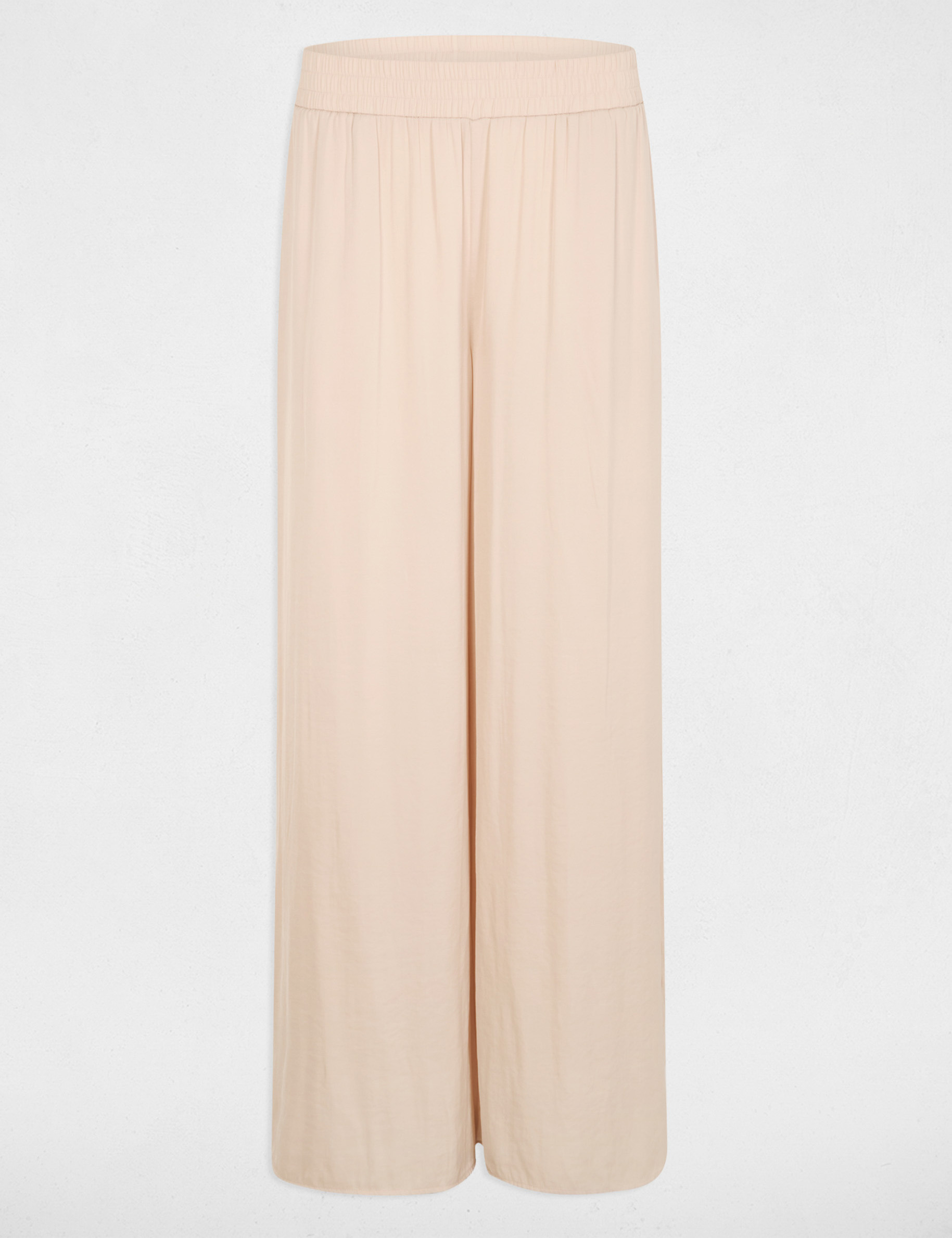 Flowy wide-leg trousers light beige women