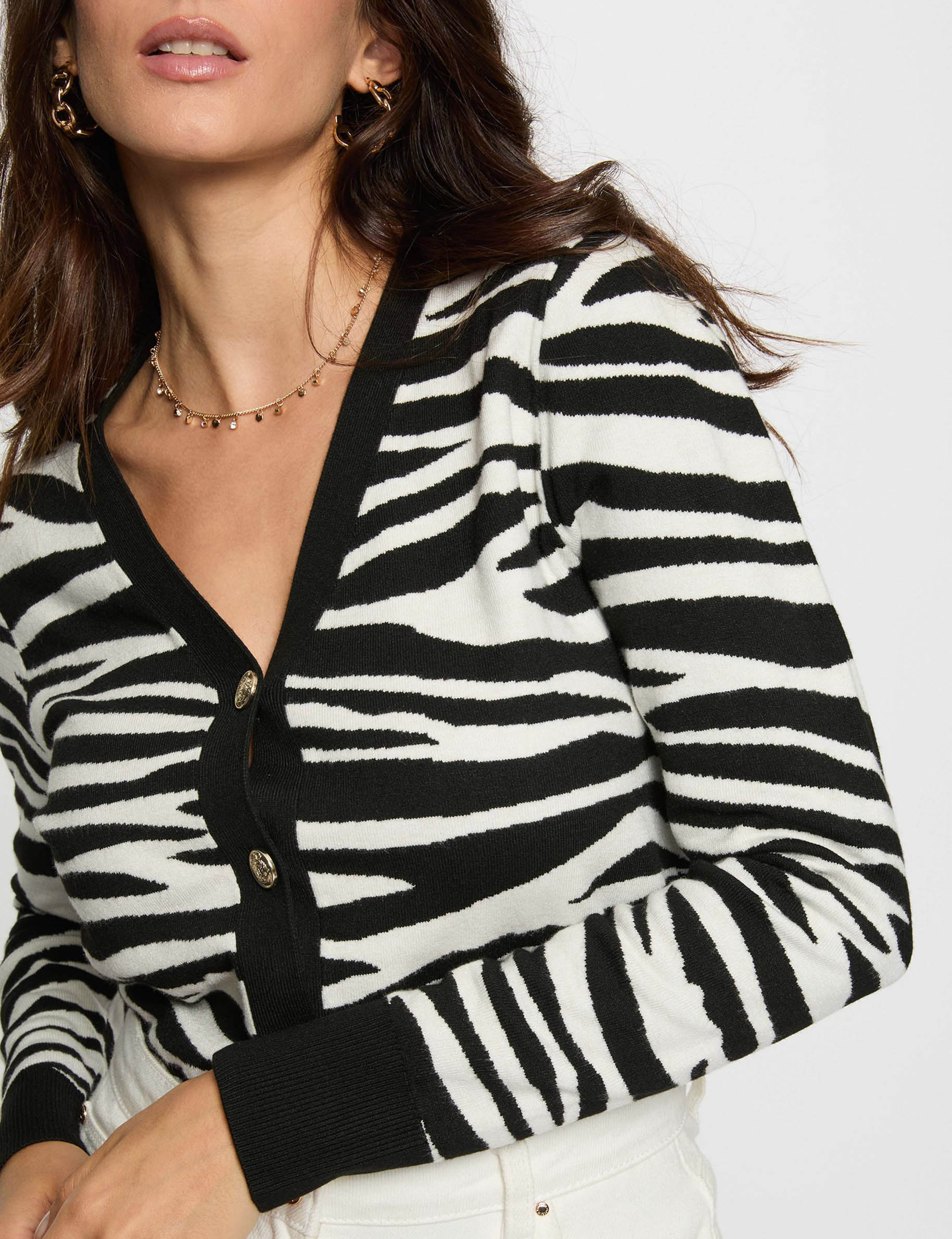 gilet cropped col v noir femme Gilet cropped col v noir femme