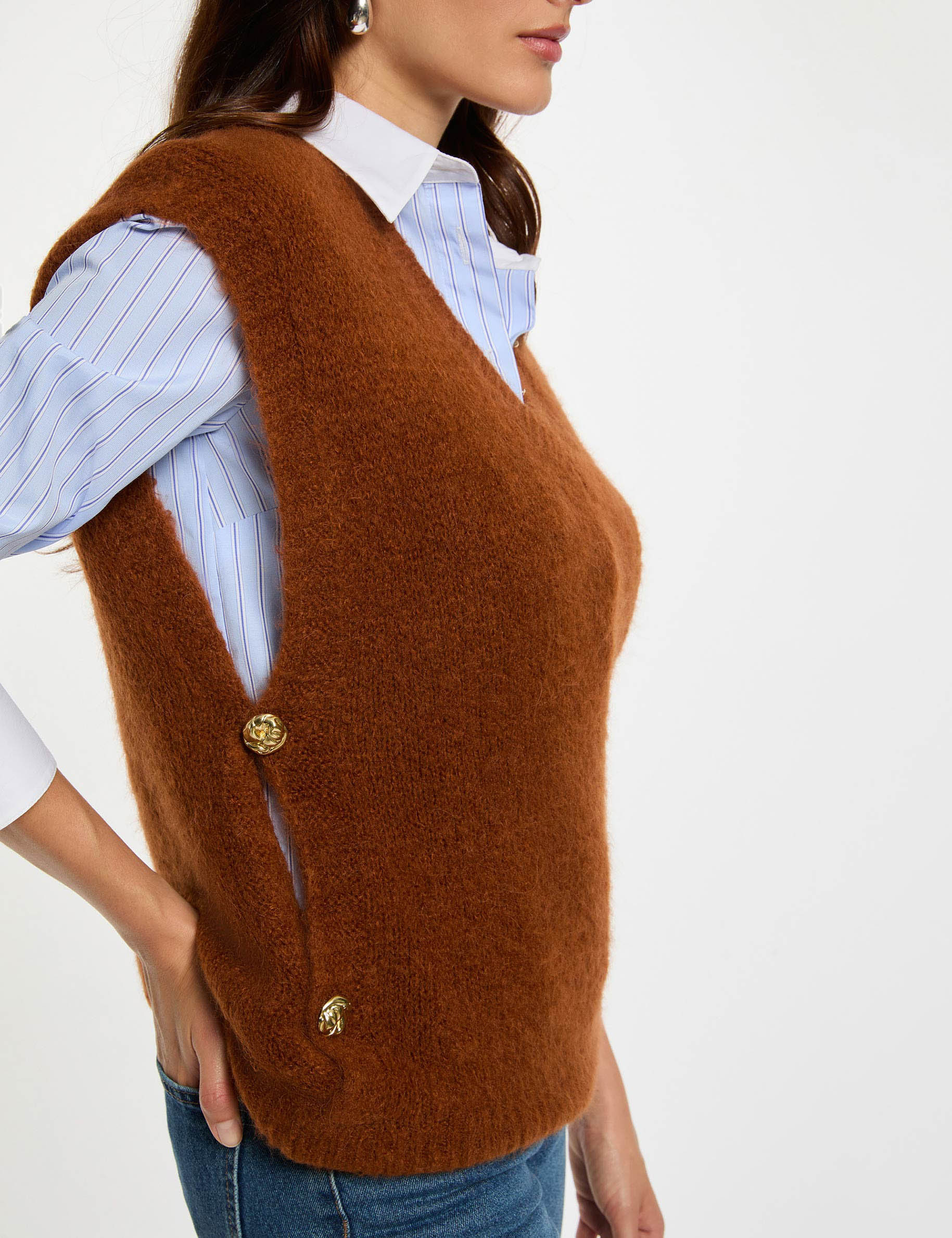 sleeveless jumper cognac brown women Sleeveless jumper cognac brown women