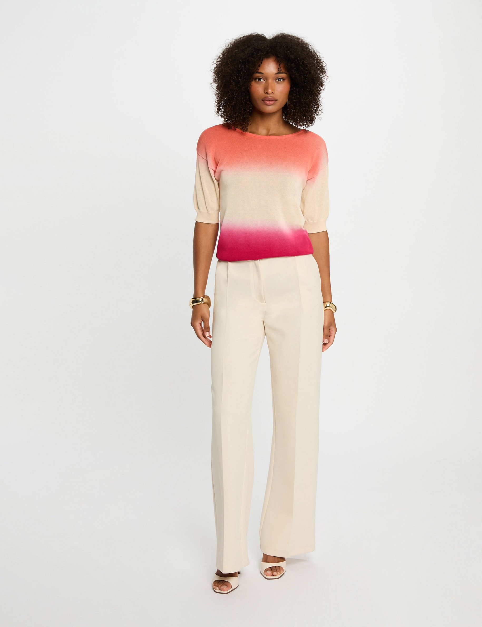 pantalon large a pinces creme femme Pantalon large à pinces creme femme