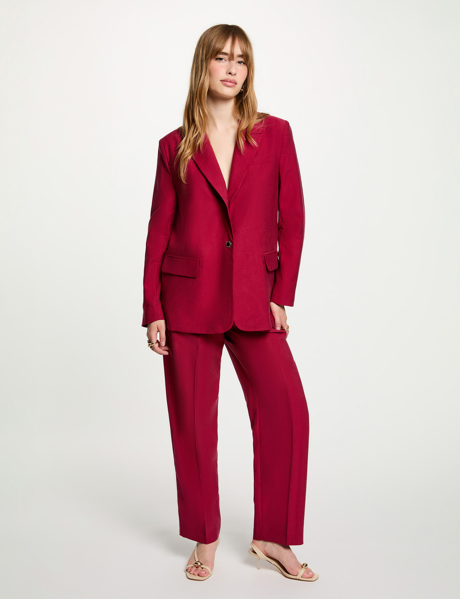 High-waisted trousers bordeaux women