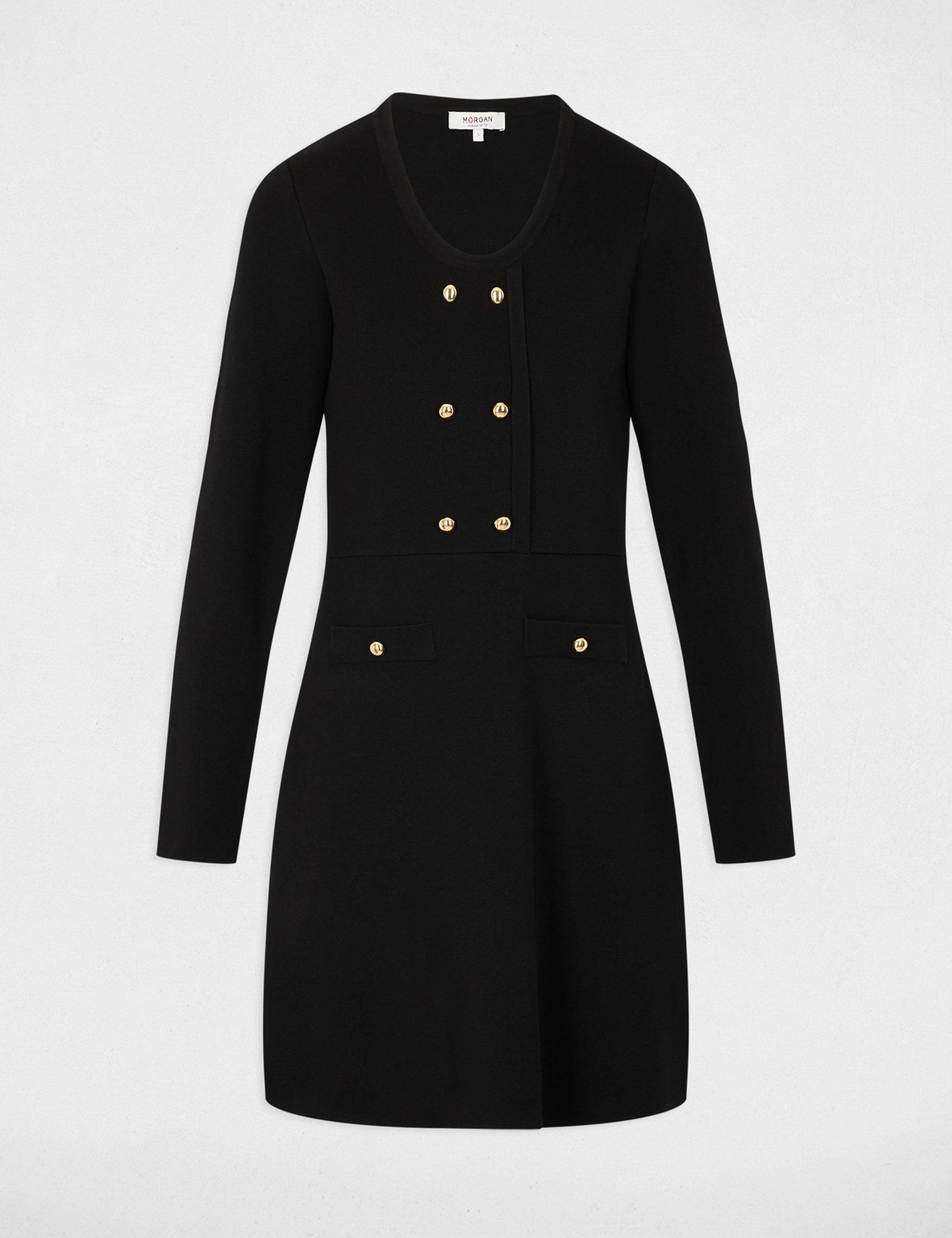 Robe courte trapèze noir femme