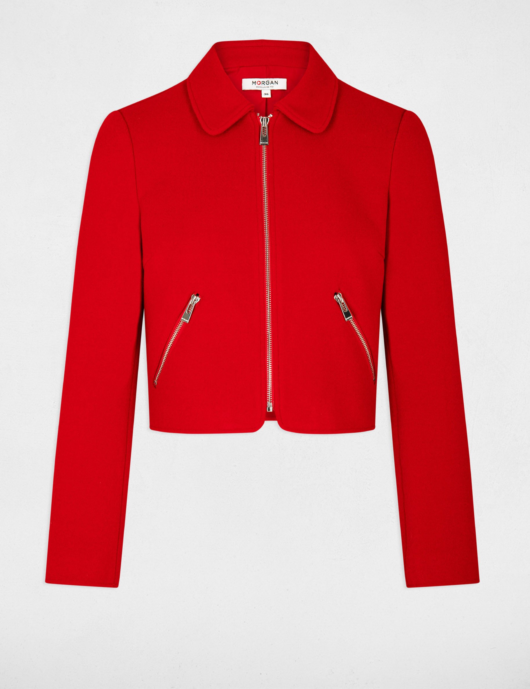 Straight zipped jacket red ladies'