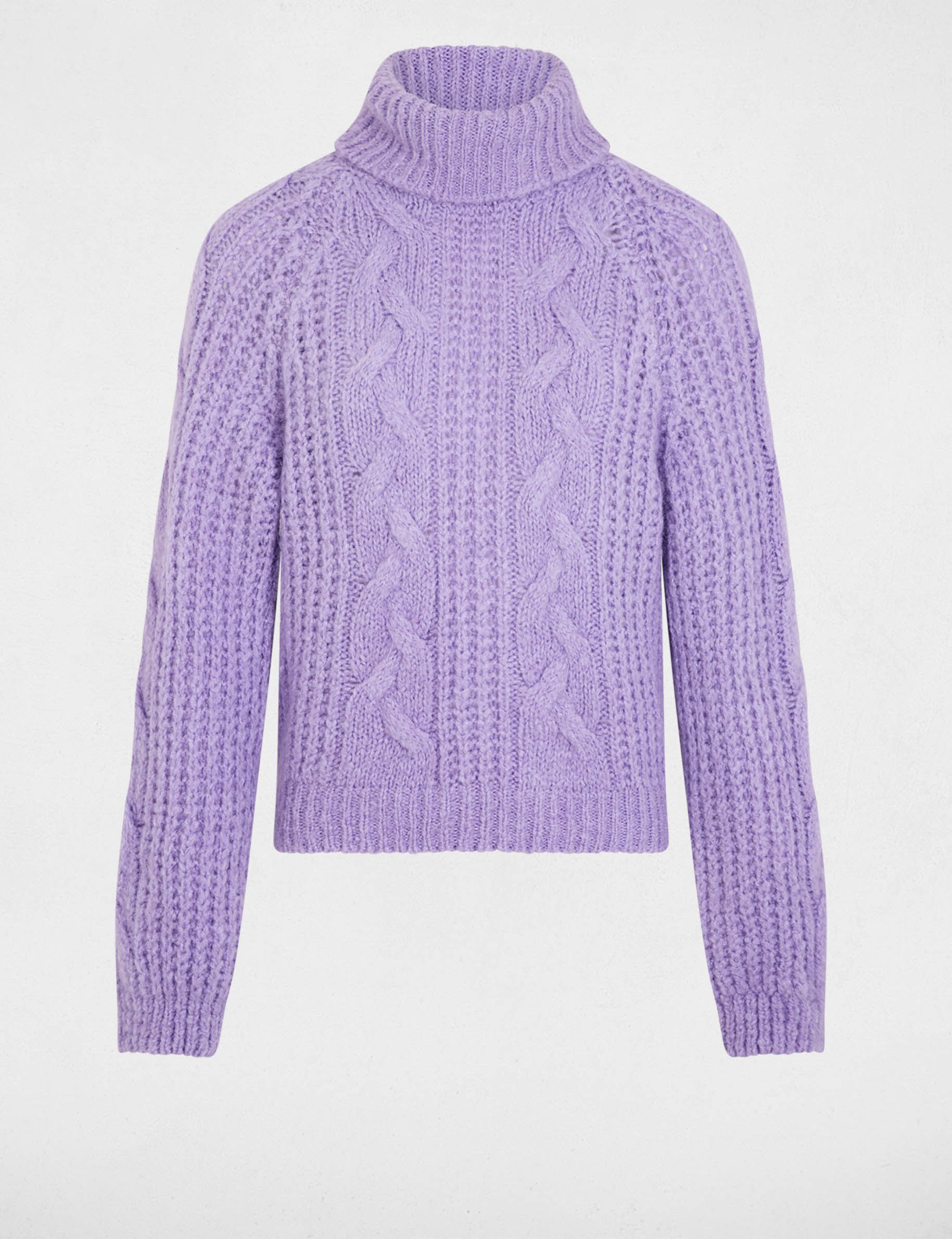 Cable-knit turtleneck sweater parma purple women