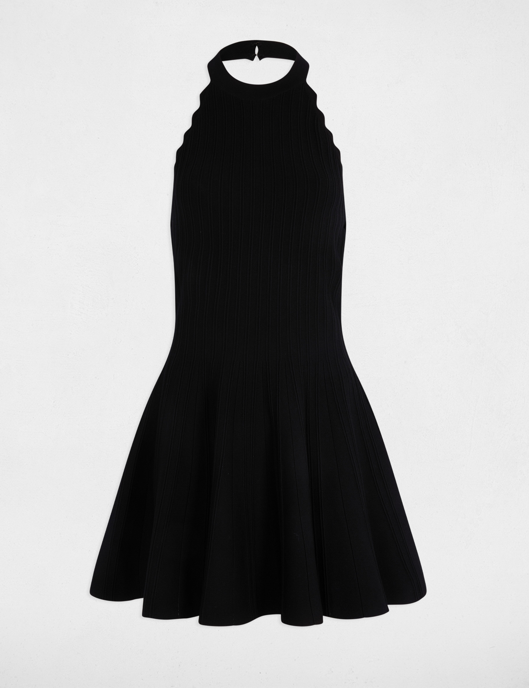 Sleeveless knitted flared dress black women