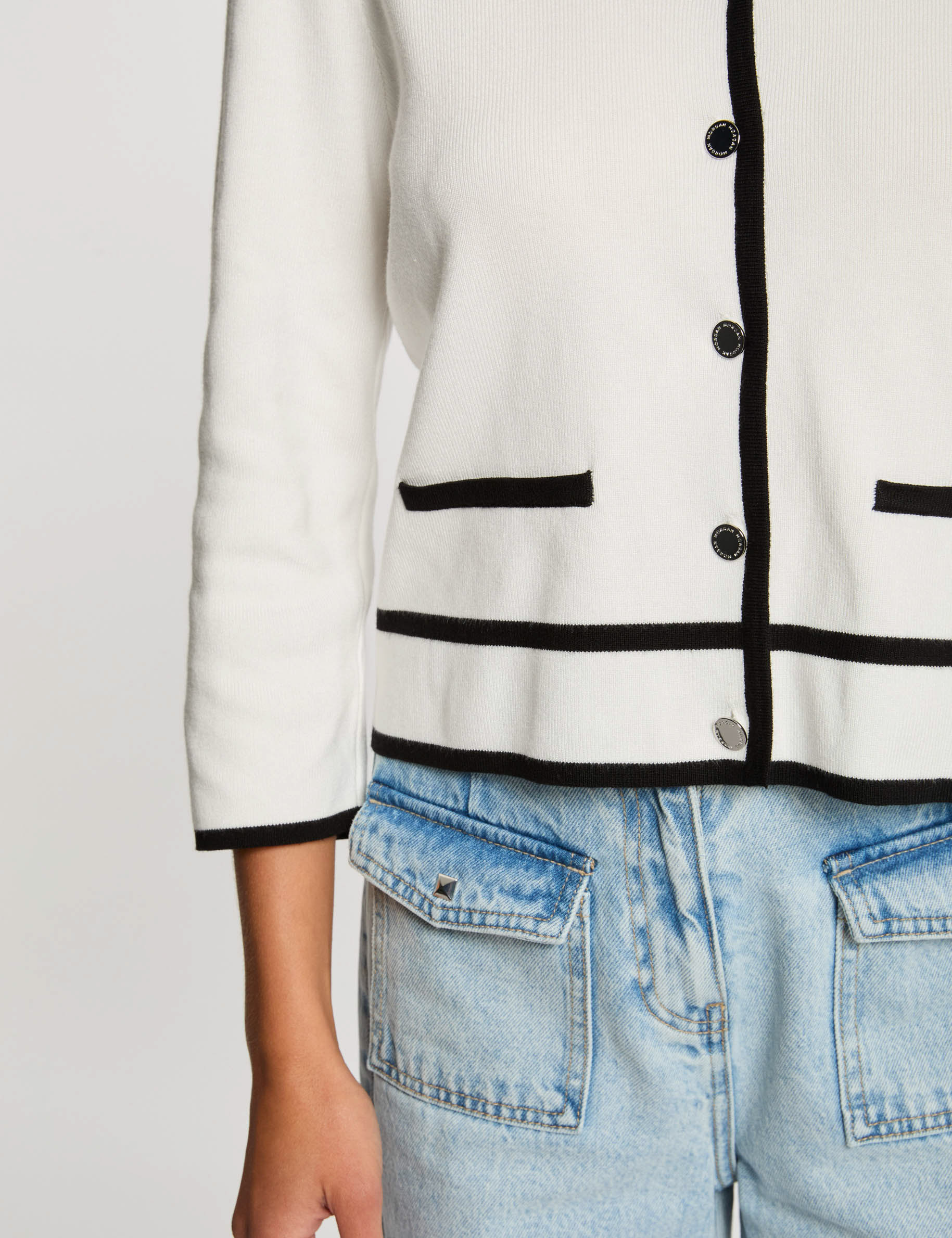 cardigan 34 length sleeves white women Cardigan 3/4-length sleeves white women