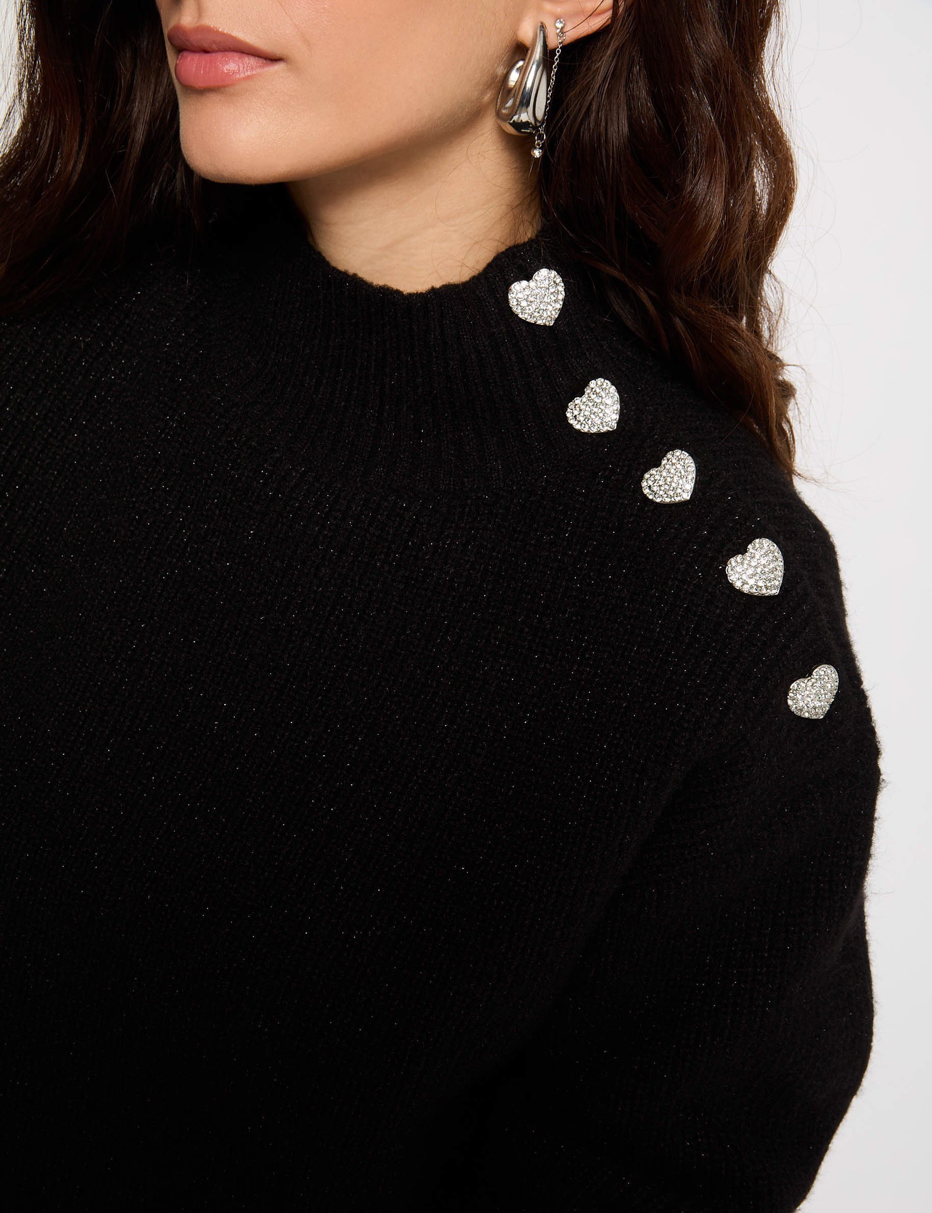 Long-sleeved jumper with buttons black women