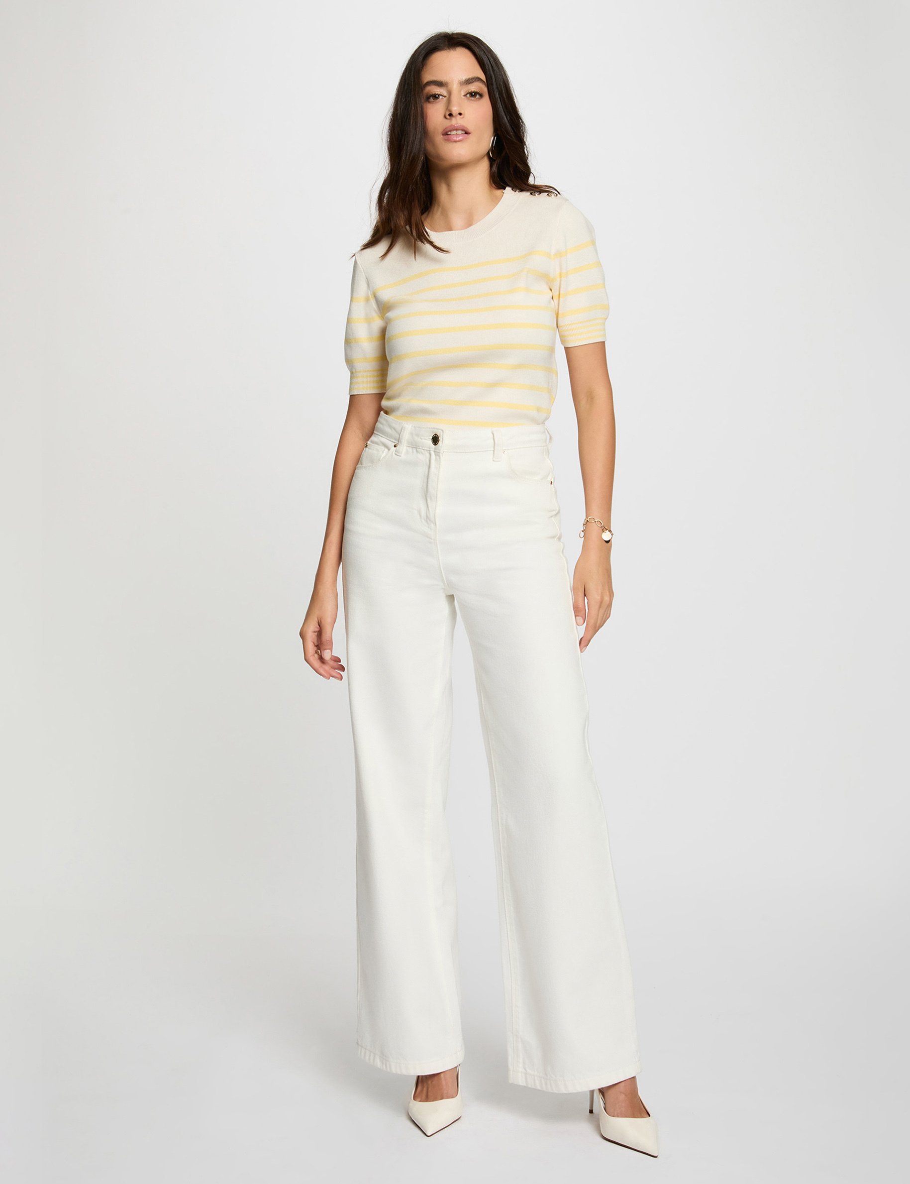 stripped jumper short sleeves ivory women Stripped jumper short-sleeves ivory women