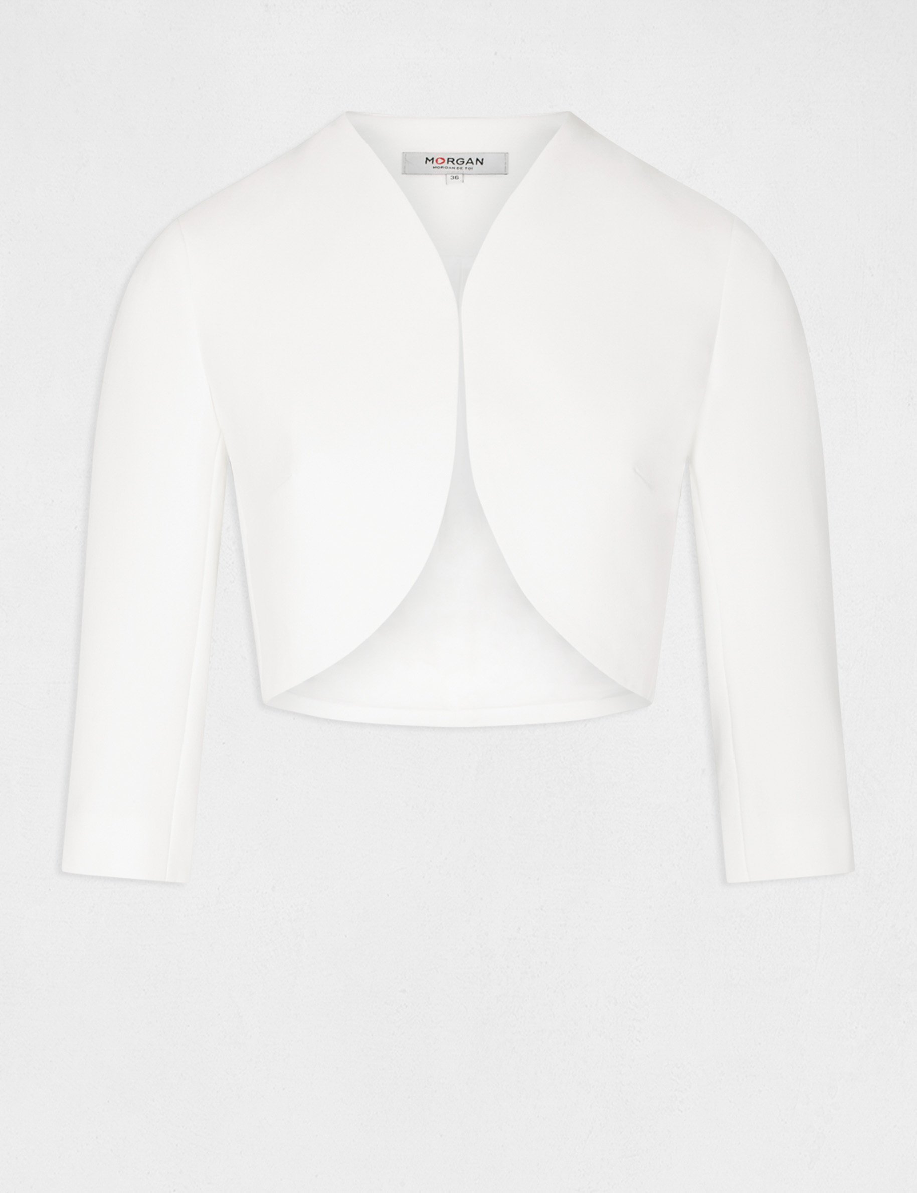 straight jacket with 34 length sleeves ivory women Straight jacket with 3/4-length sleeves ivory women