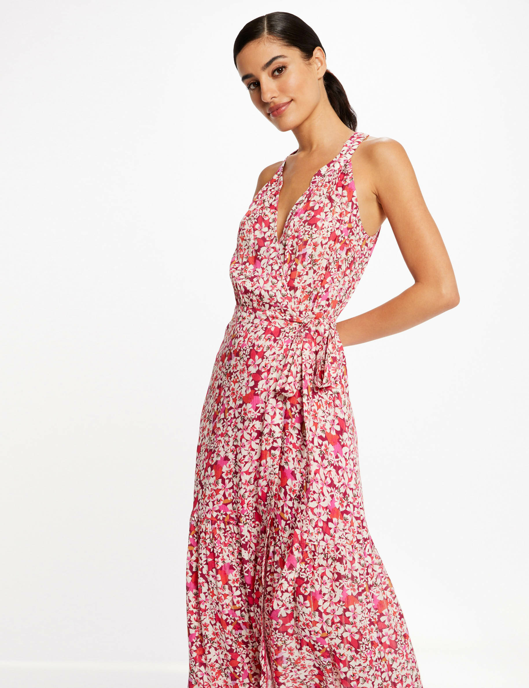 Maxi A-line dress with floral print multico ladies' Maxi A-line dress with floral print multico ladies'