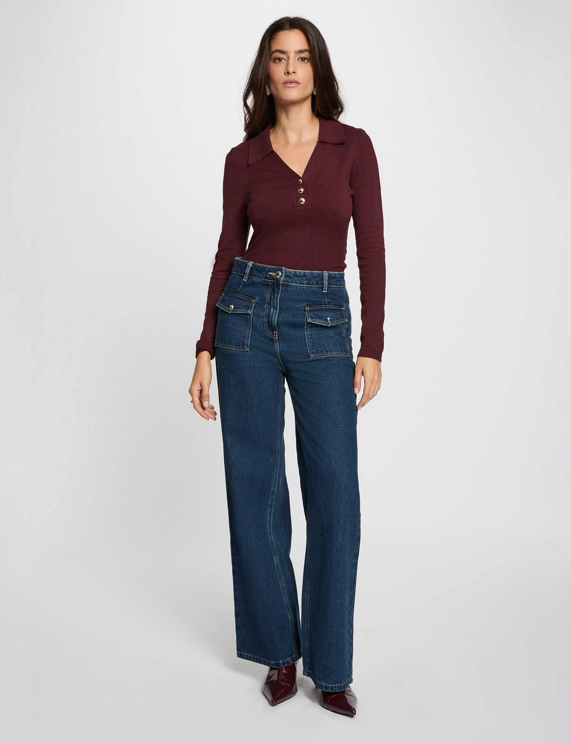fitted polo neck sweater plum women Fitted polo neck sweater plum women