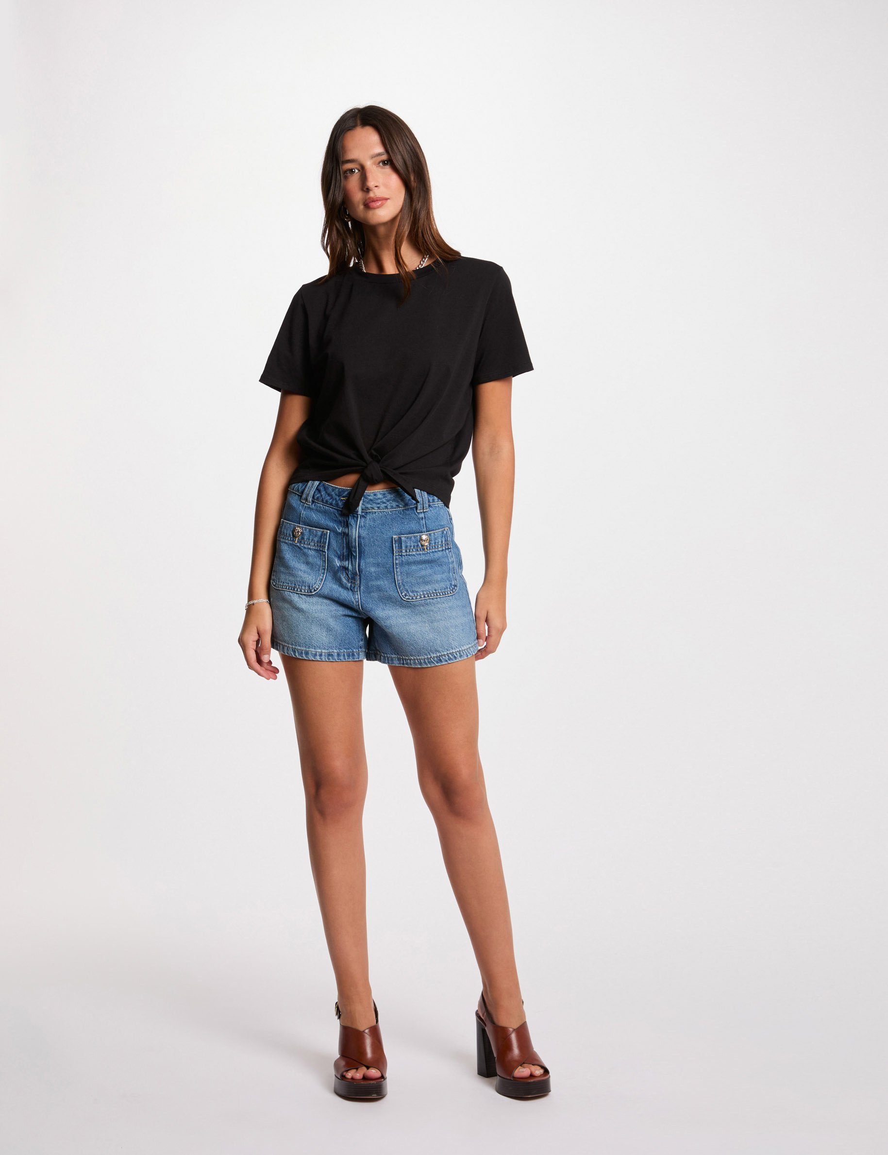 t shirt manches courtes noir femme T-shirt manches courtes noir femme