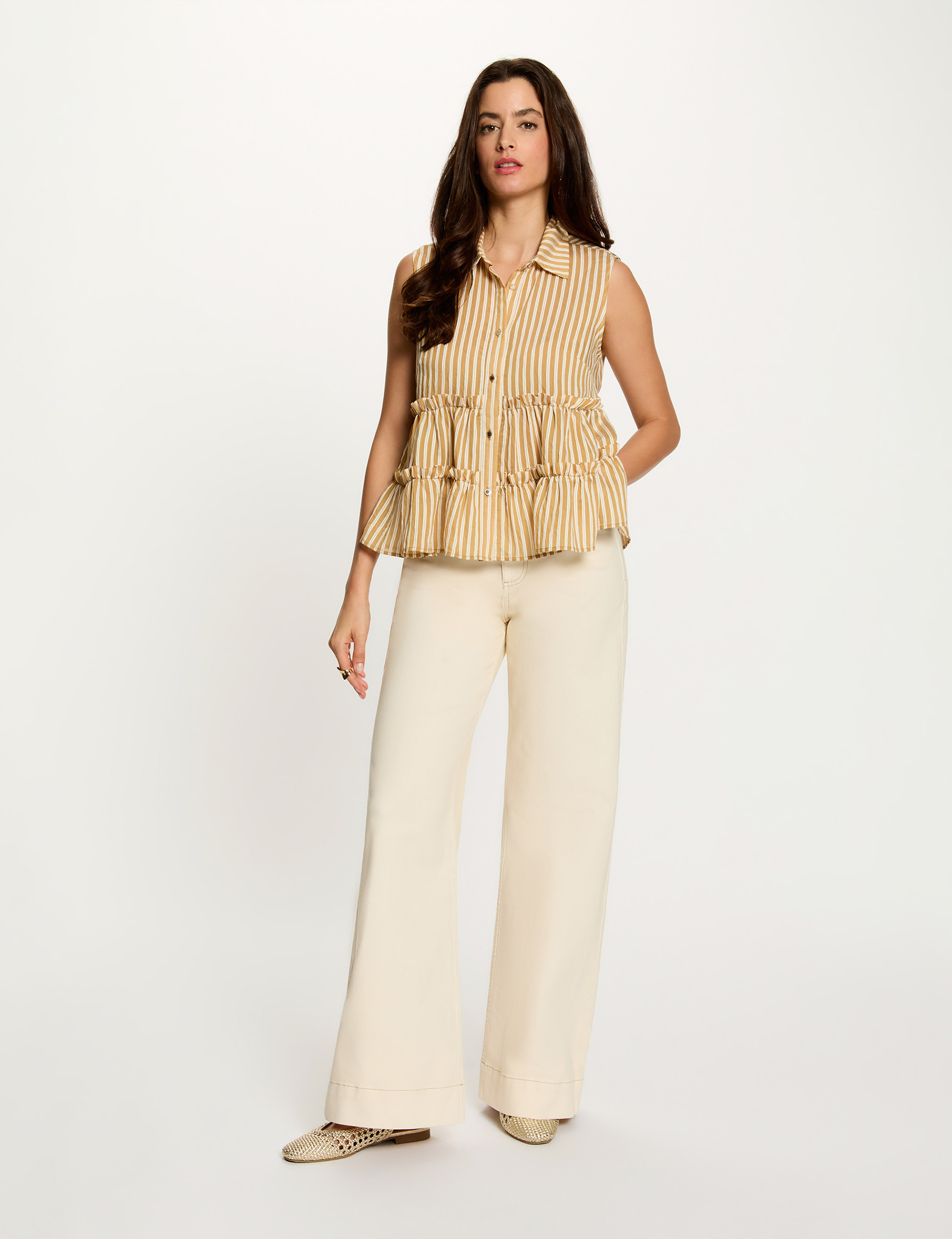 Wide-leg jeans beige women