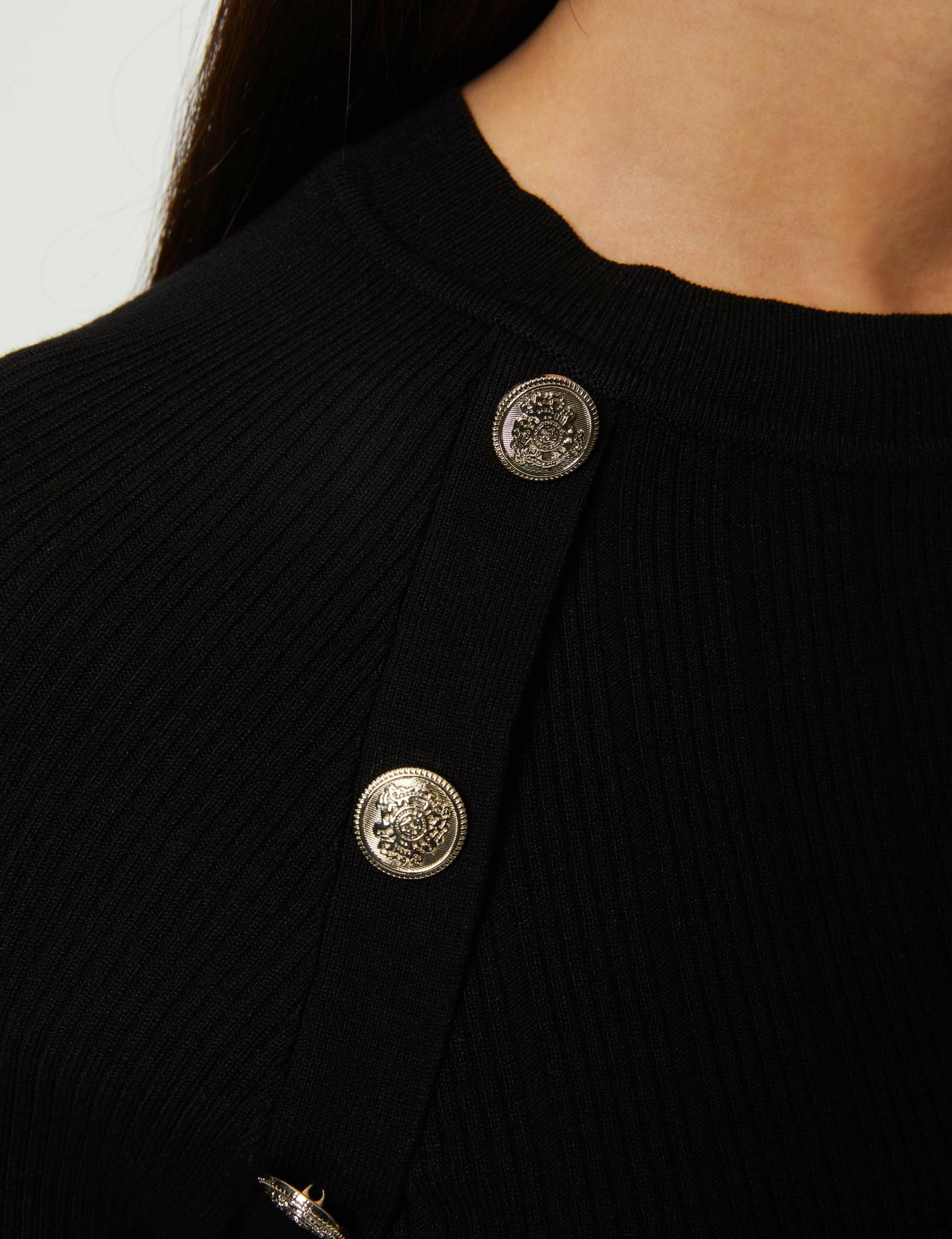 Fitted jumper dress with buttons black women