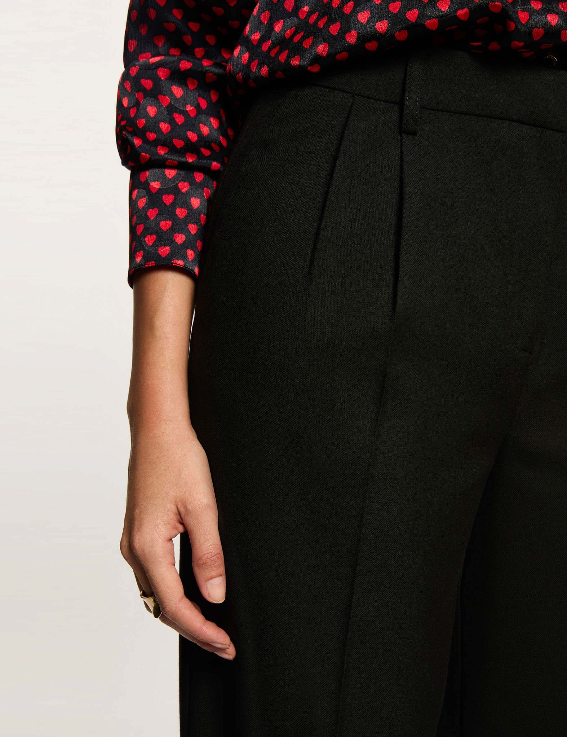 Wide leg trousers with darts black women