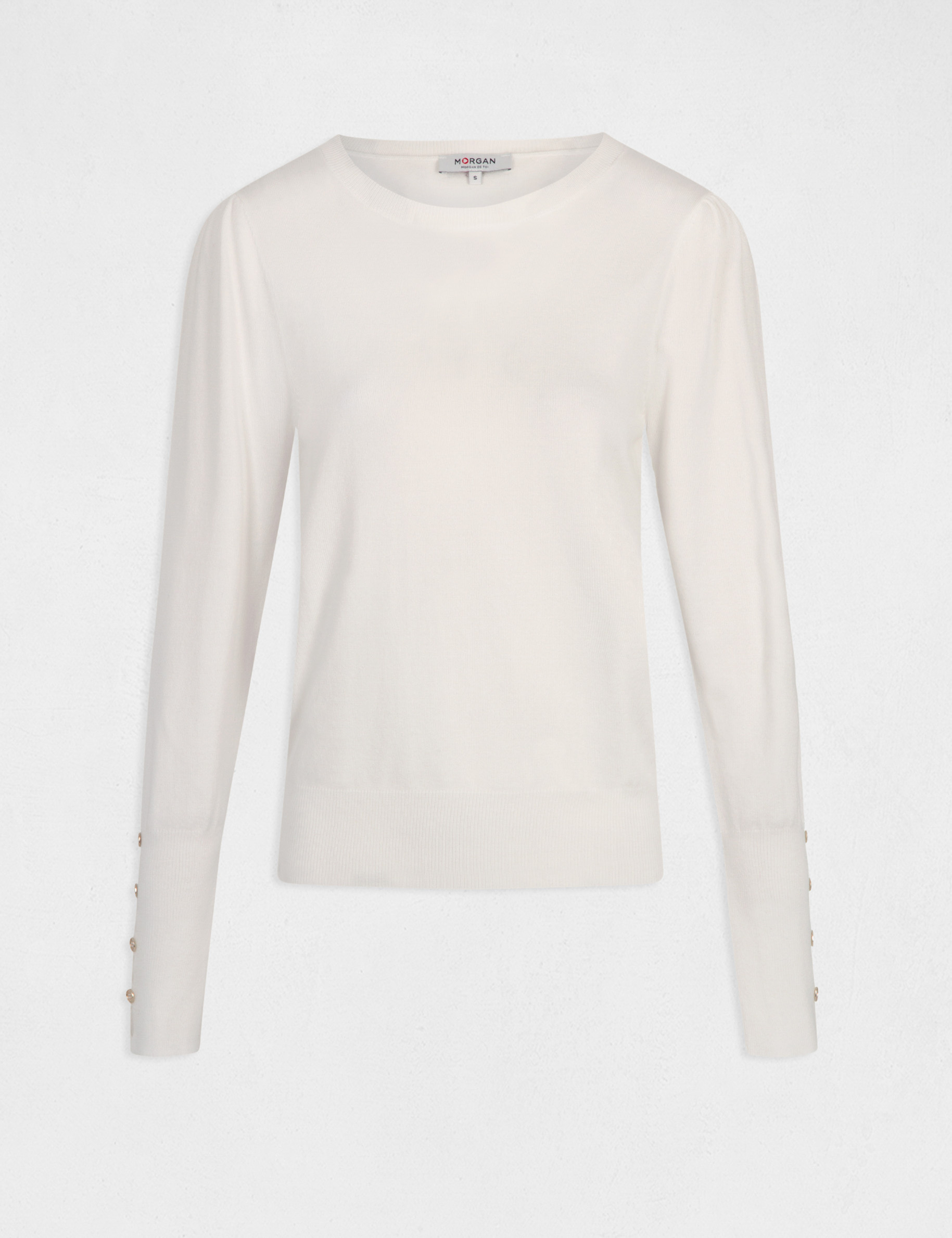 Long-sleeved jumper with round neck ecru ladies' Long-sleeved jumper with round neck ecru ladies'