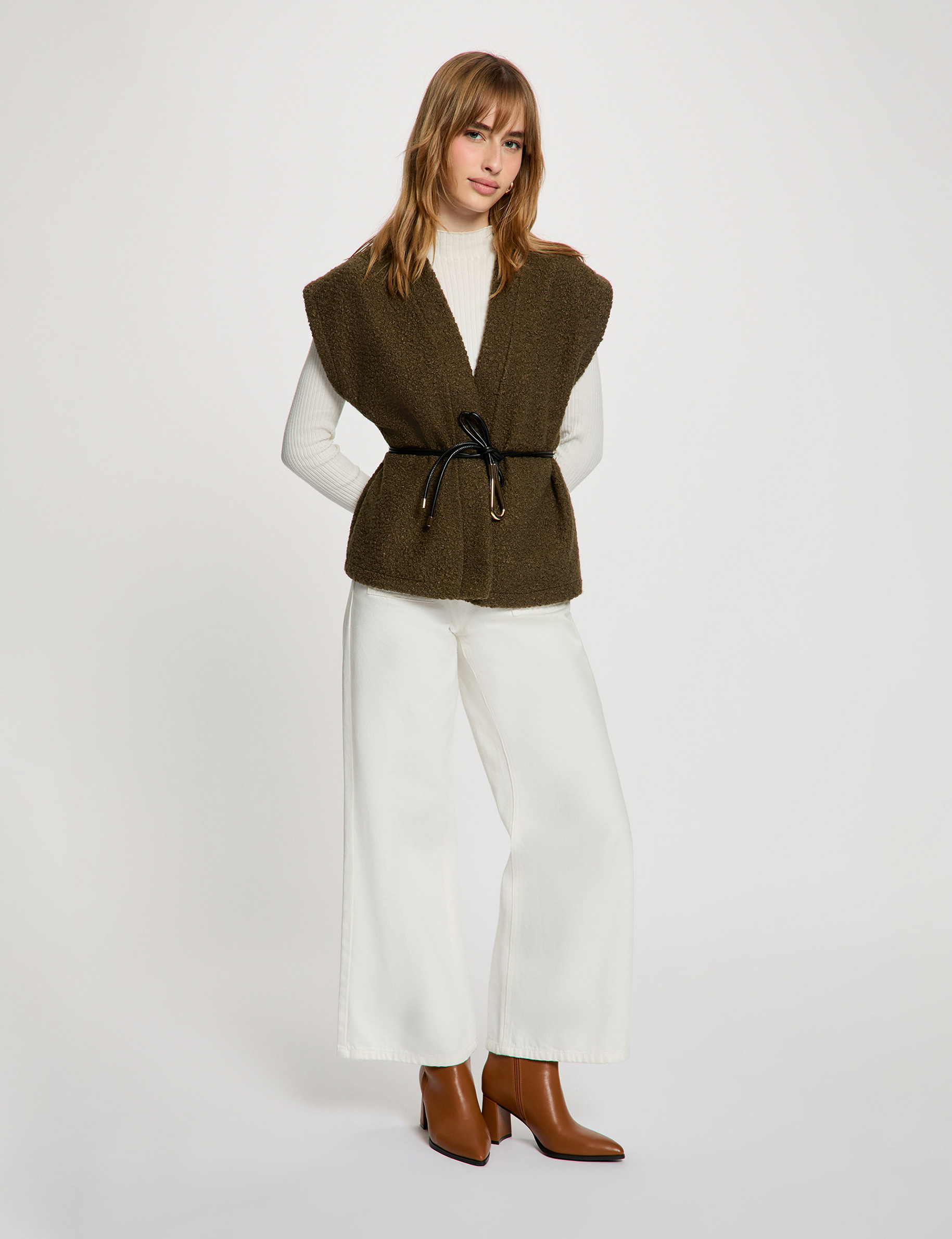 Sleeveless jacket khaki green women