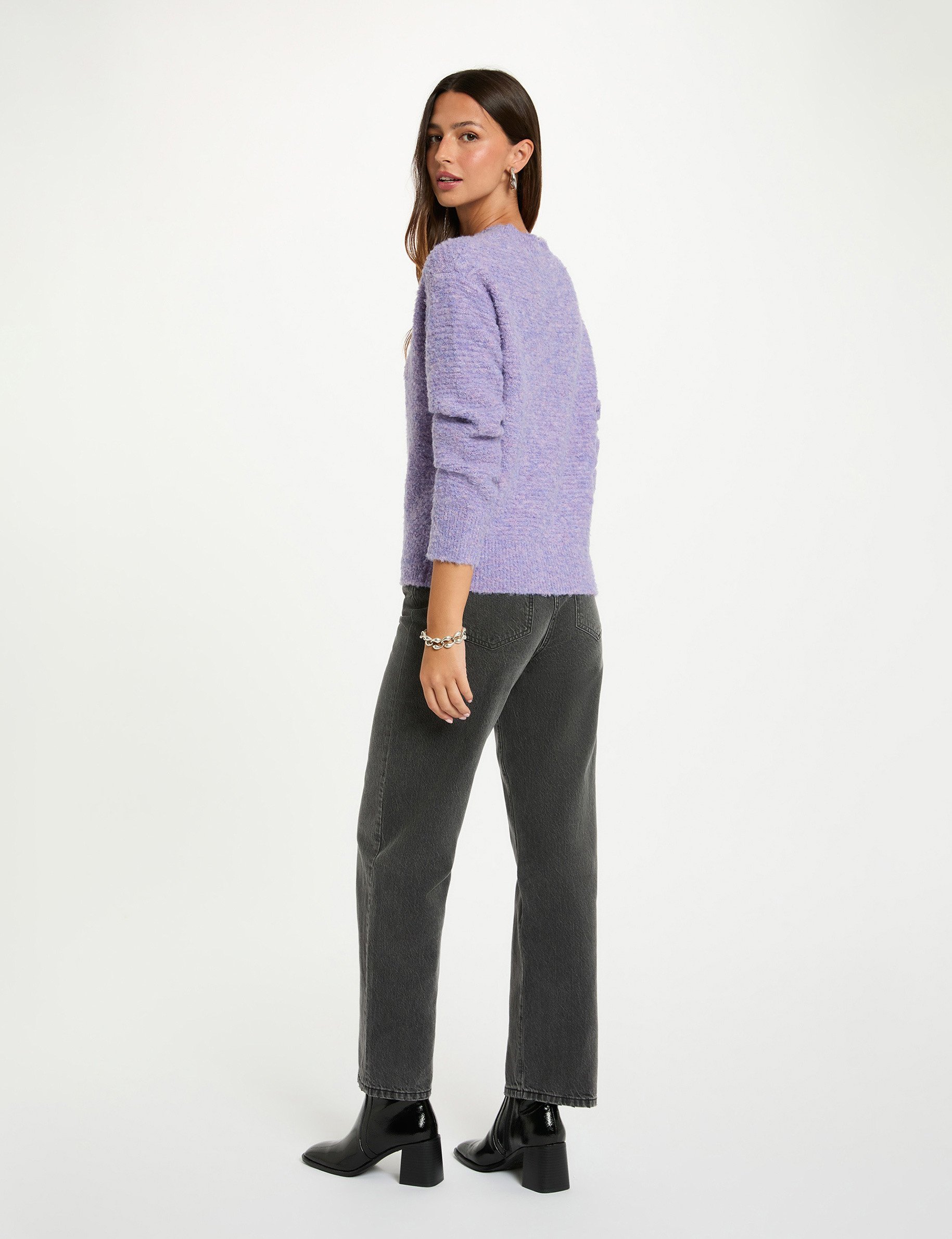 pull court col rond parme femme Pull court col rond parme femme